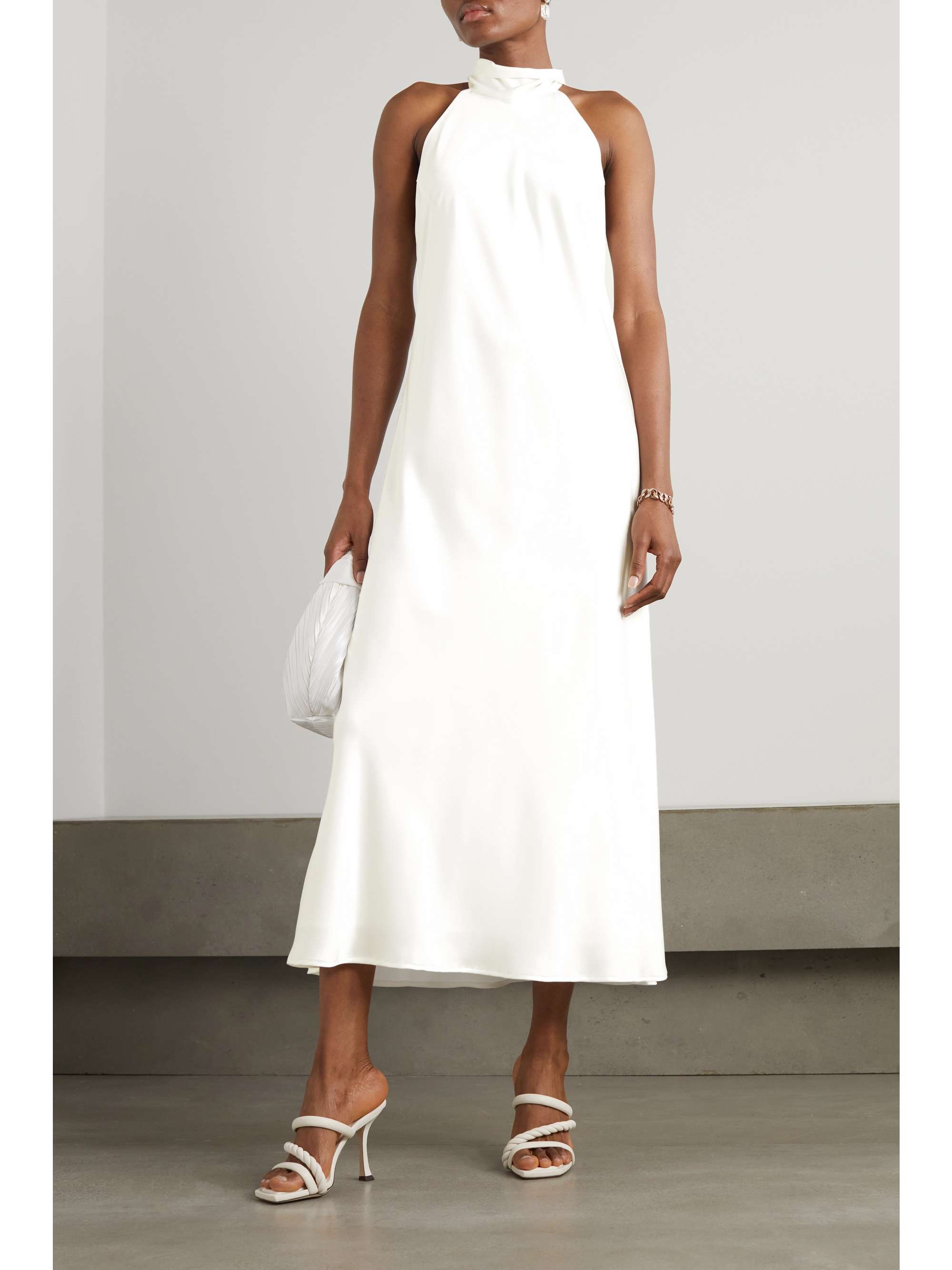 GALVAN Sienna halterneck satin midi dress