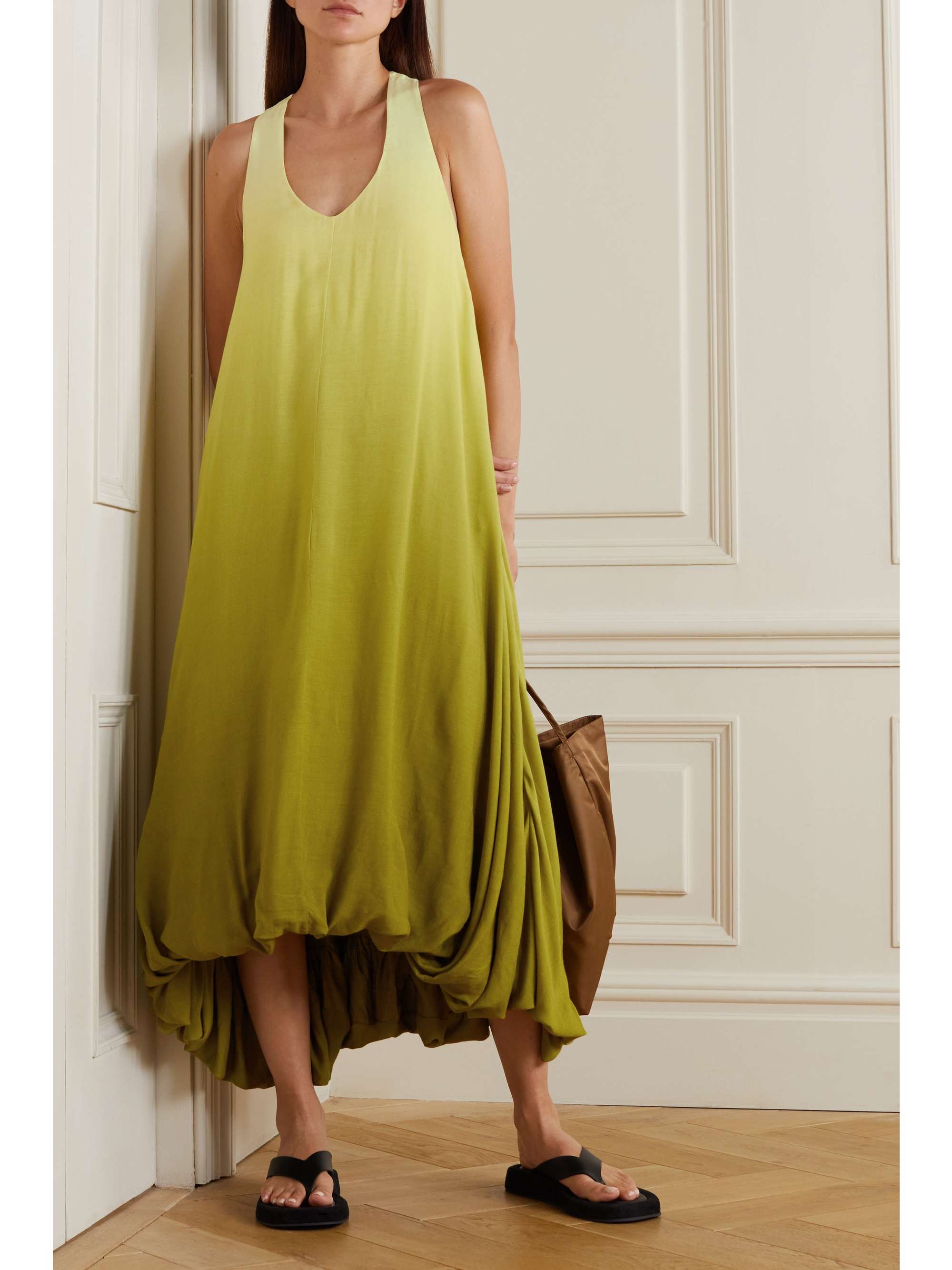 THE ROW Copo gathered ombré voile maxi dress