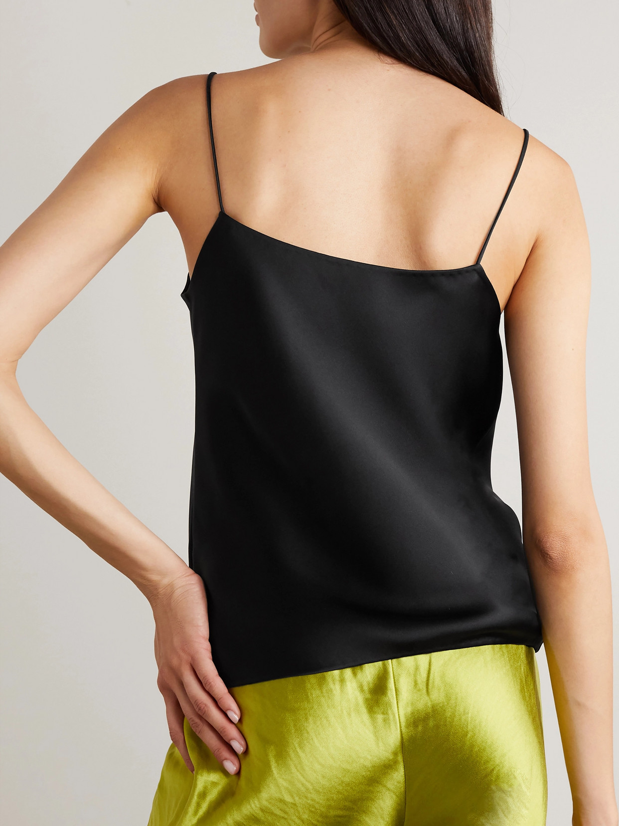 The Row Biggins Silk-strap Crepe Camisole In Black