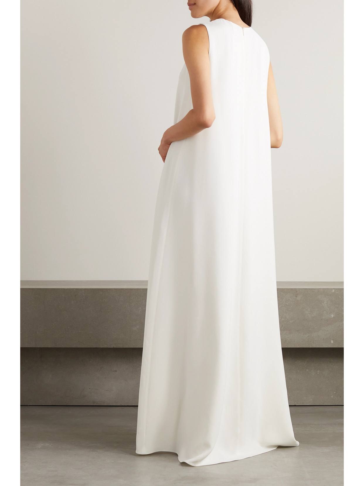 Shop The Row Eno Silk-crepe Maxi Dress In Off-white