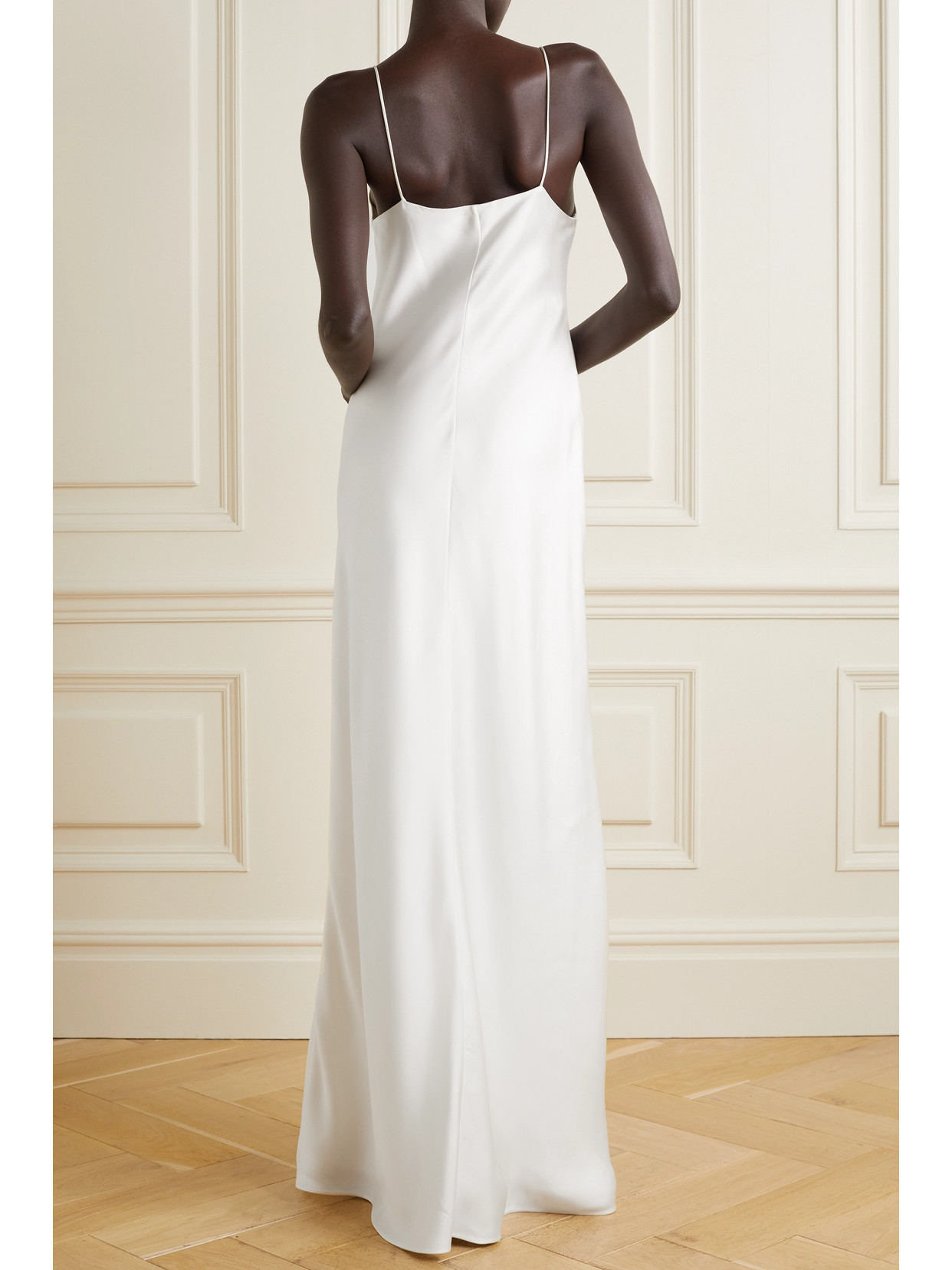 The Row Guinever Silk-satin Maxi Dress In White
