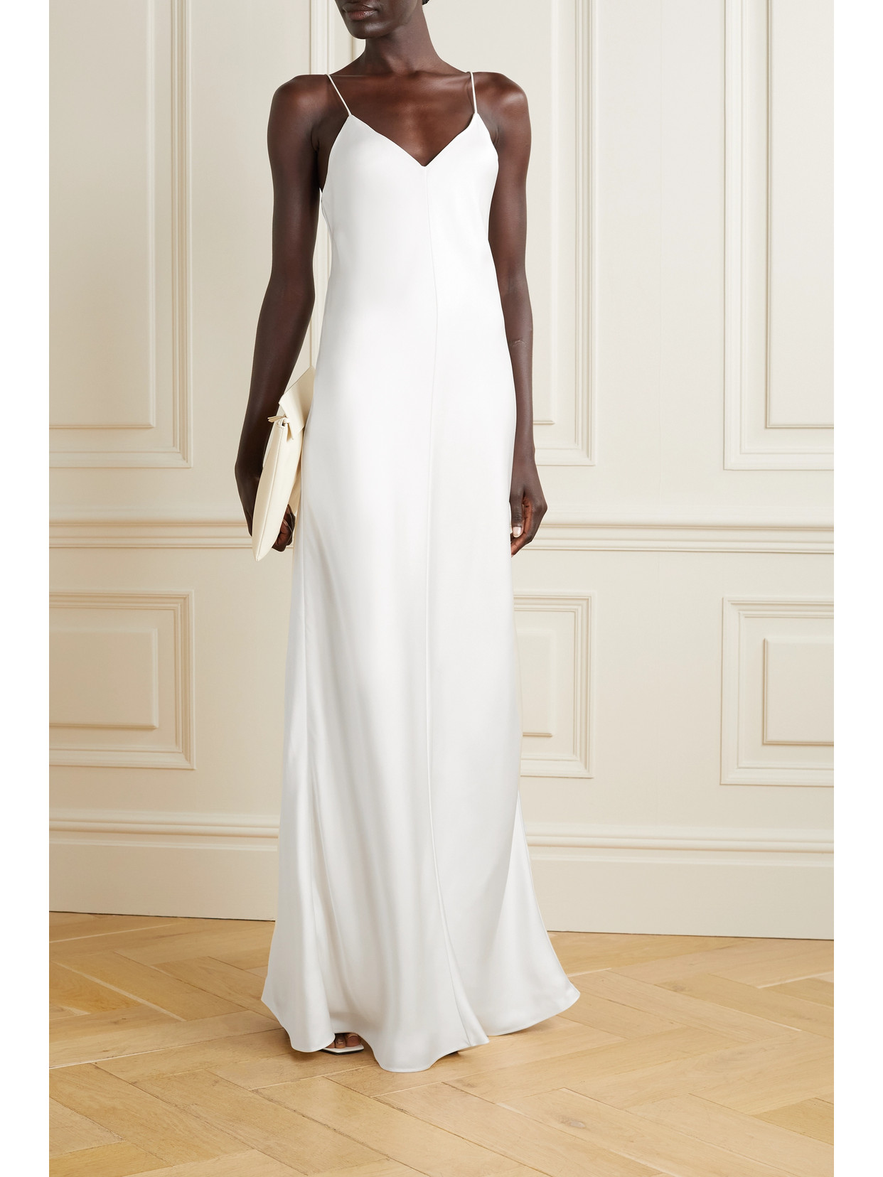 The Row Guinever Silk-satin Maxi Dress In White
