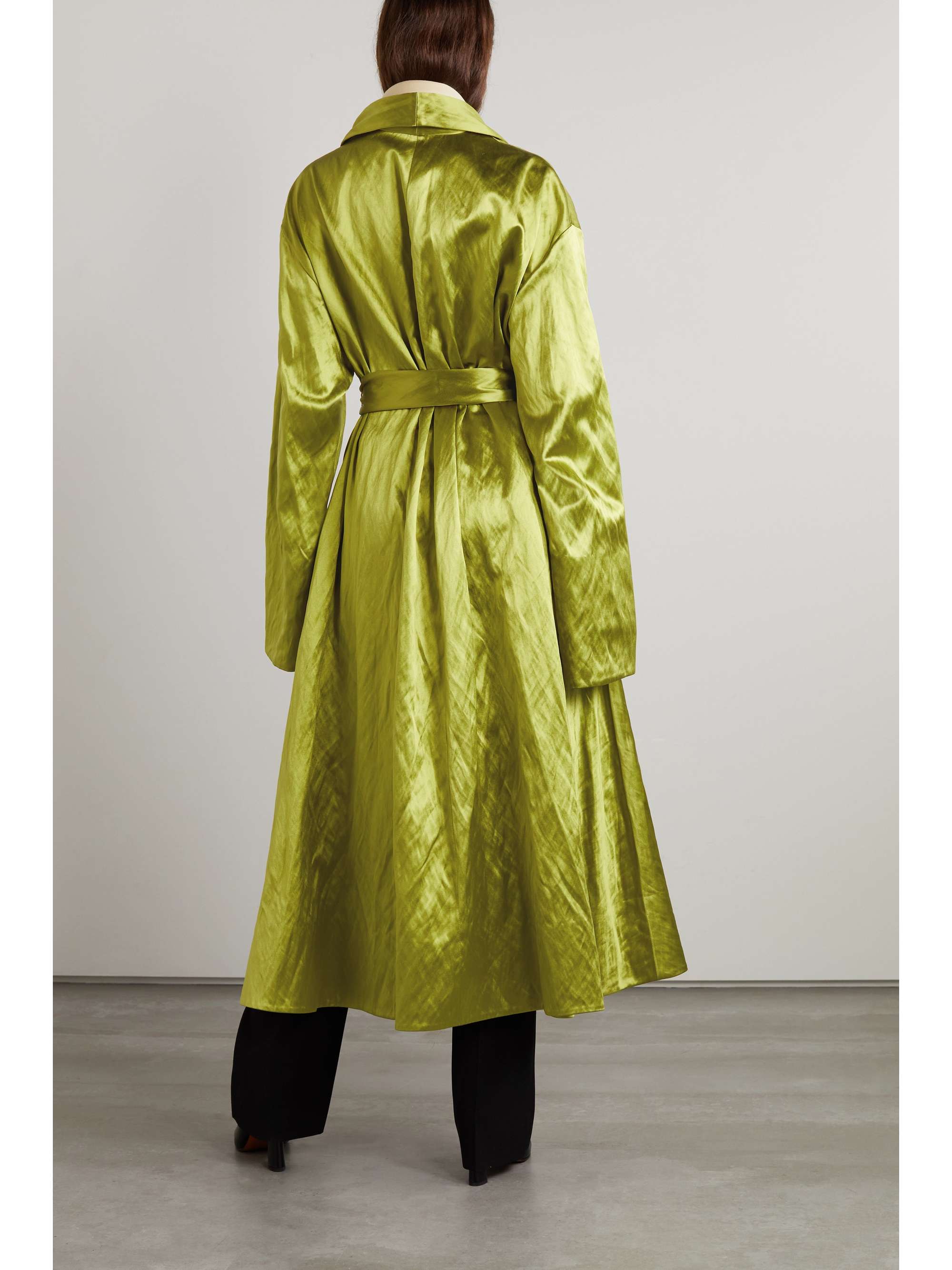 THE ROW Emeline metallic crinkled cotton and silk-blend satin coat
