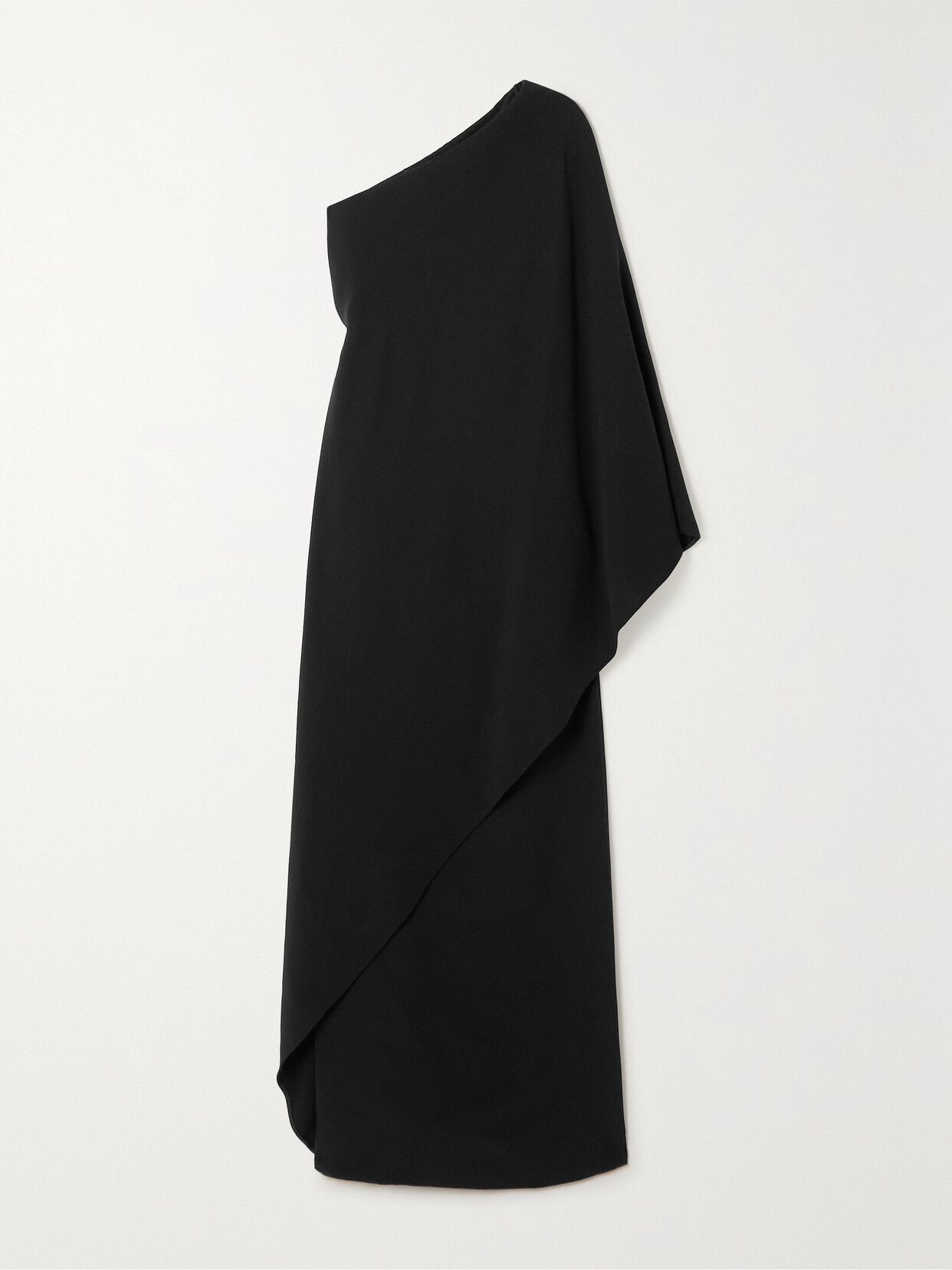 The Row Sparrow One-sleeve Draped Silk-cady Gown In Black