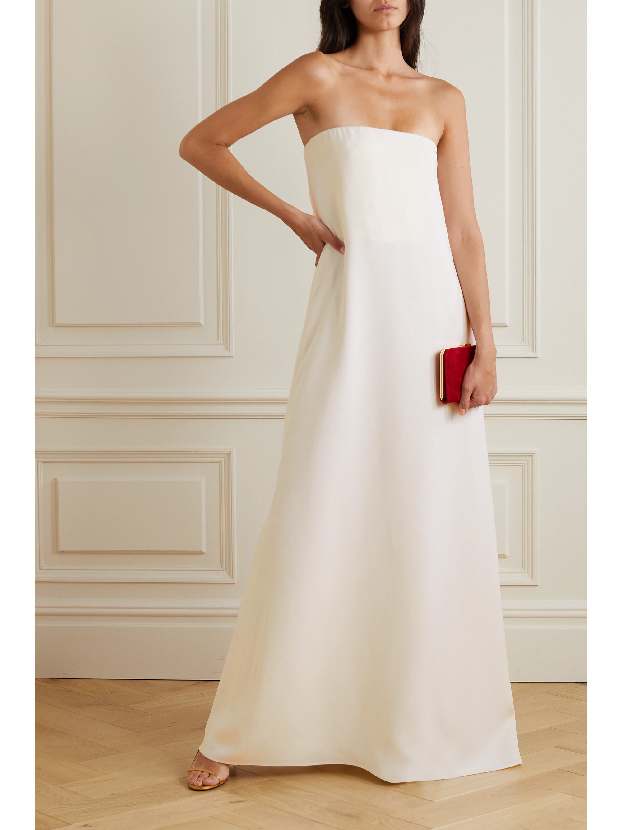 The Row Pau strapless silk crepe de chine gown