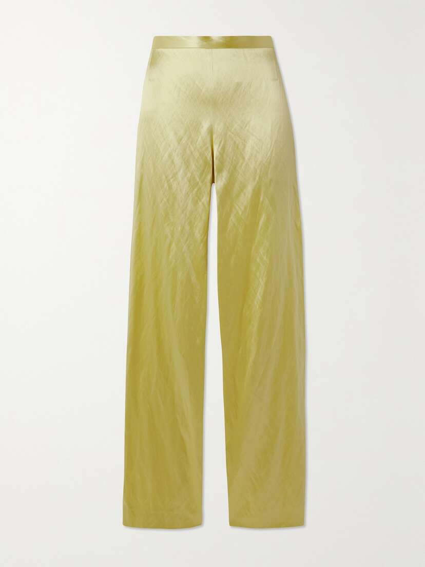 The Row — Rogina metallic crinkled cotton and silk-blend satin wide-leg pants