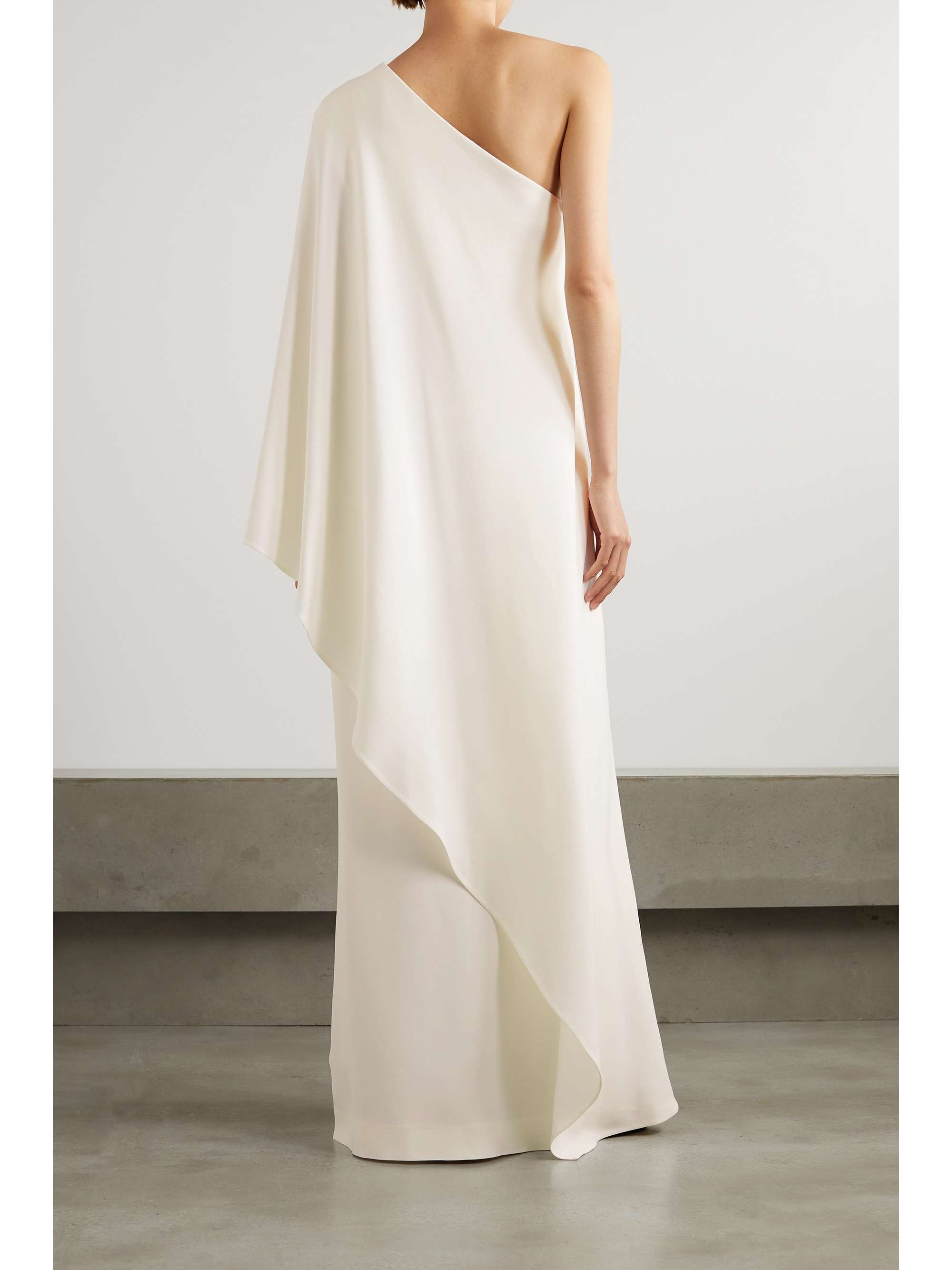 THE ROW Sparrow one-sleeve draped silk-cady gown