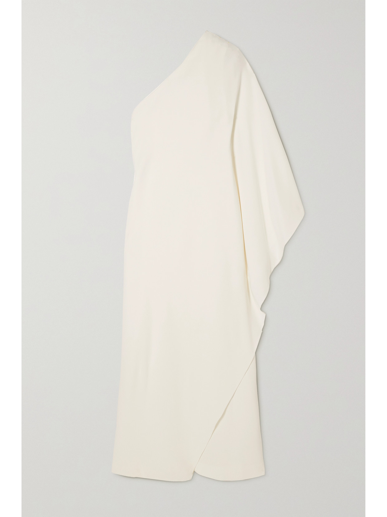 The Row Sparrow One-sleeve Draped Silk-cady Gown In Off-white