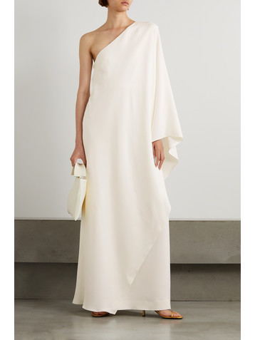 The Row Sparrow one-sleeve draped silk-cady gown