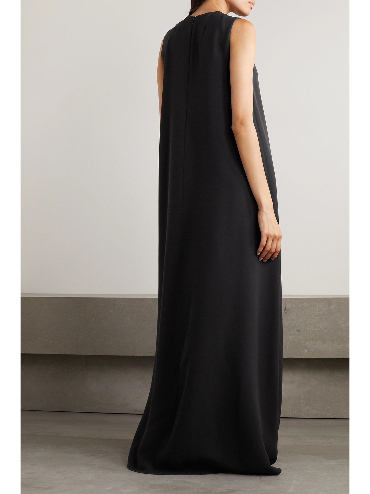 Shop The Row Eno Silk-crepe Maxi Dress In Black