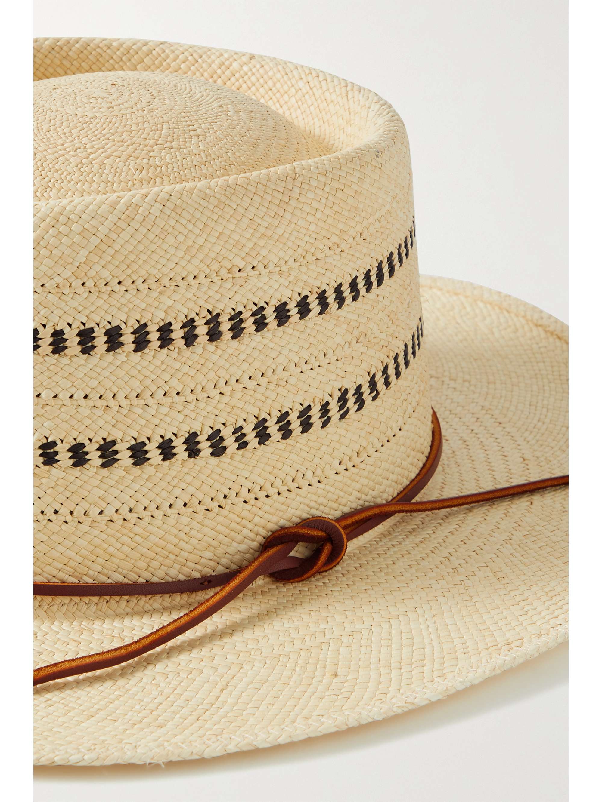 RAG & BONE Cora leather-trimmed straw panama hat