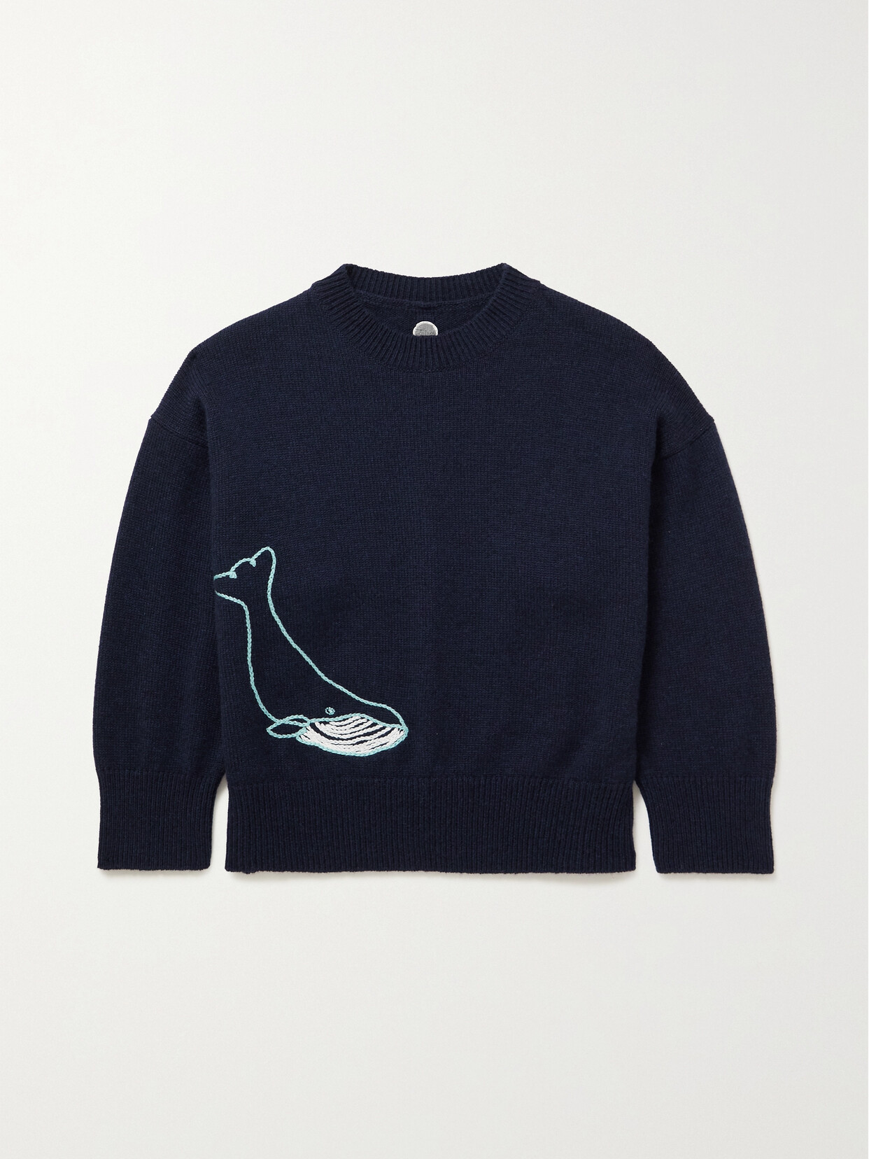 The Row Whale Embroidered Cashmere Sweater In Blue