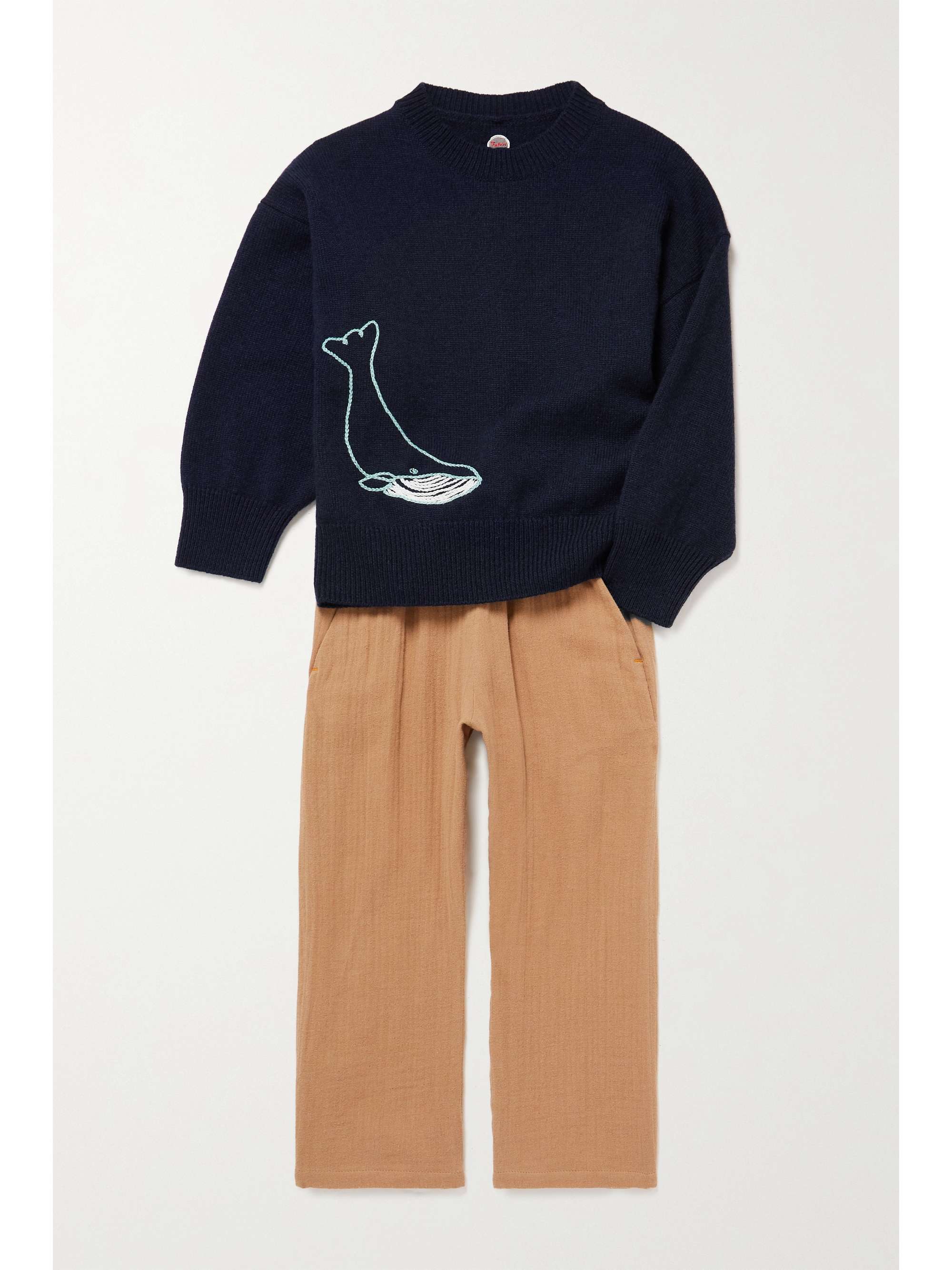 THE ROW KIDS Whale embroidered cashmere sweater