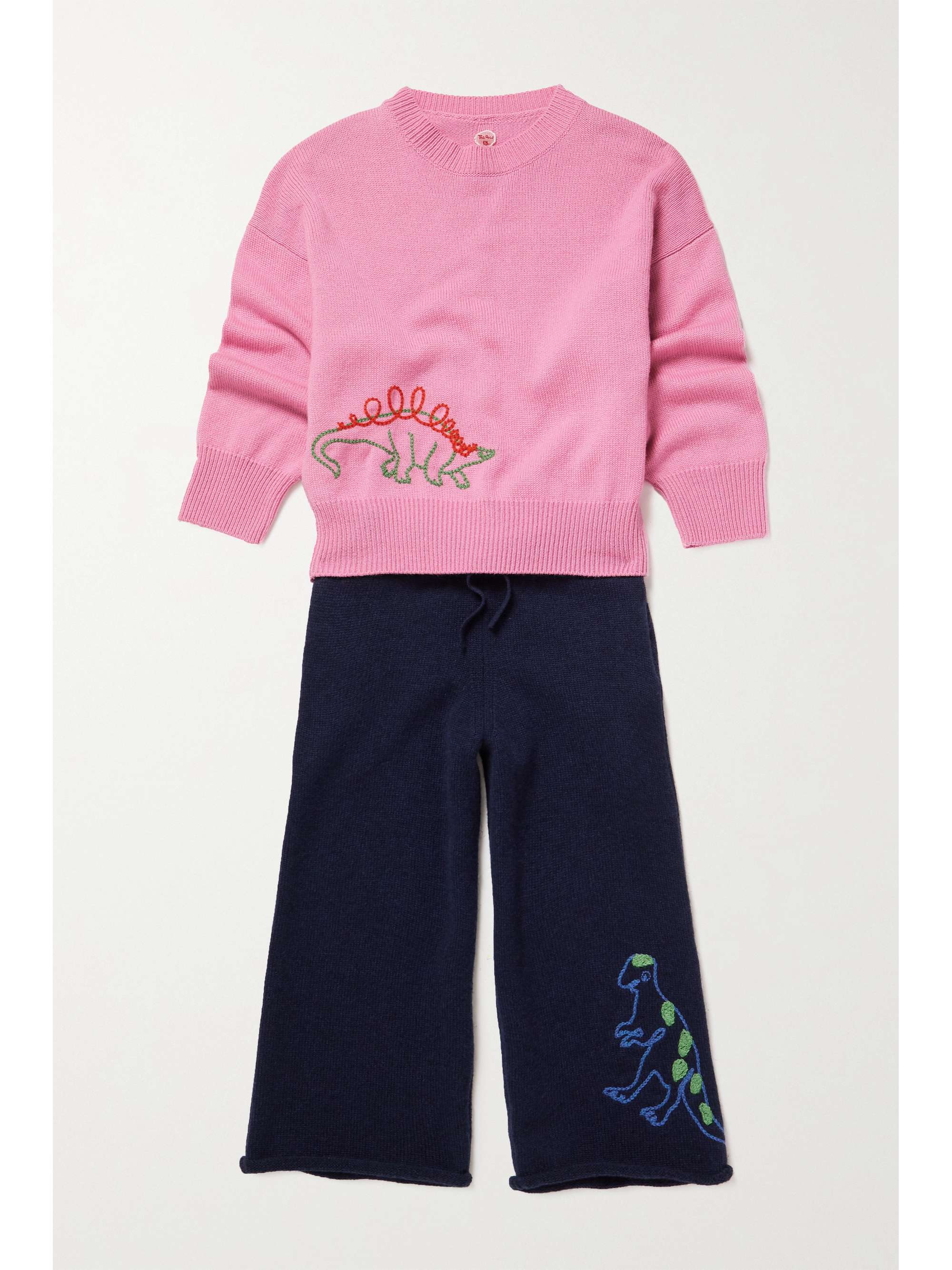 THE ROW KIDS T-Rex embroidered cashmere track pants