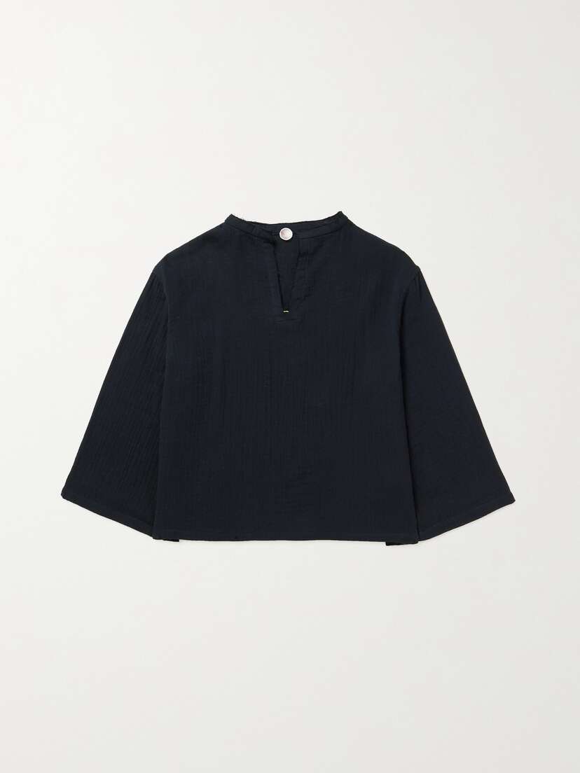 THE ROW KIDS Elin Frayed Cotton-gauze Top