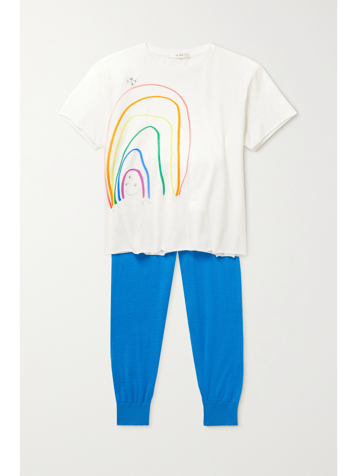 The Row Louie Cashmere And Silk-blend Track Pants In Blue
