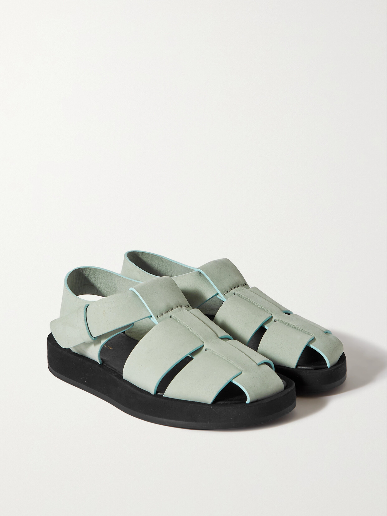 The Row 10mm Fisherman Nubuck Leather Sandals In Aqua