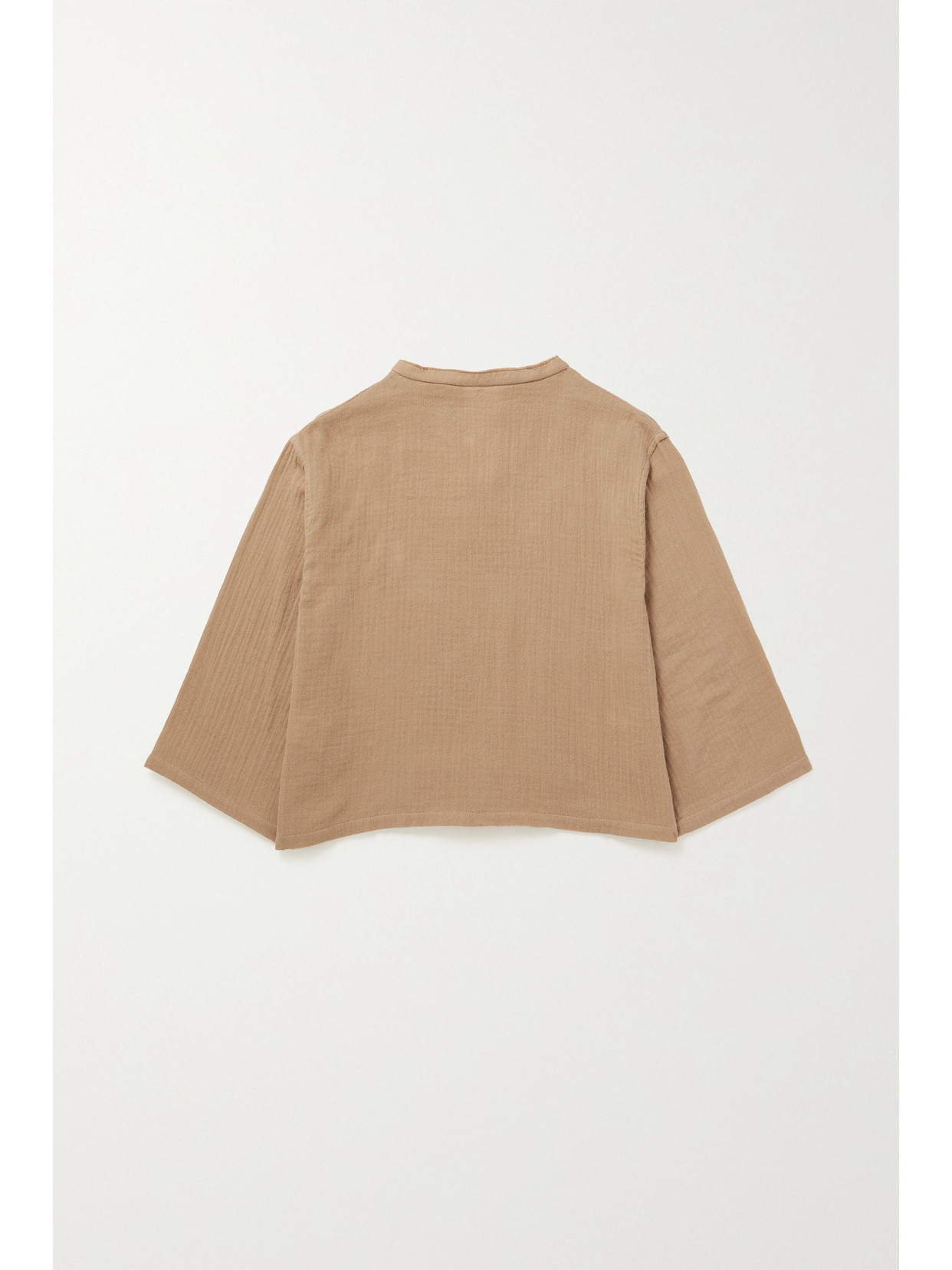 The Row Elin Frayed Cotton-gauze Top In Brown