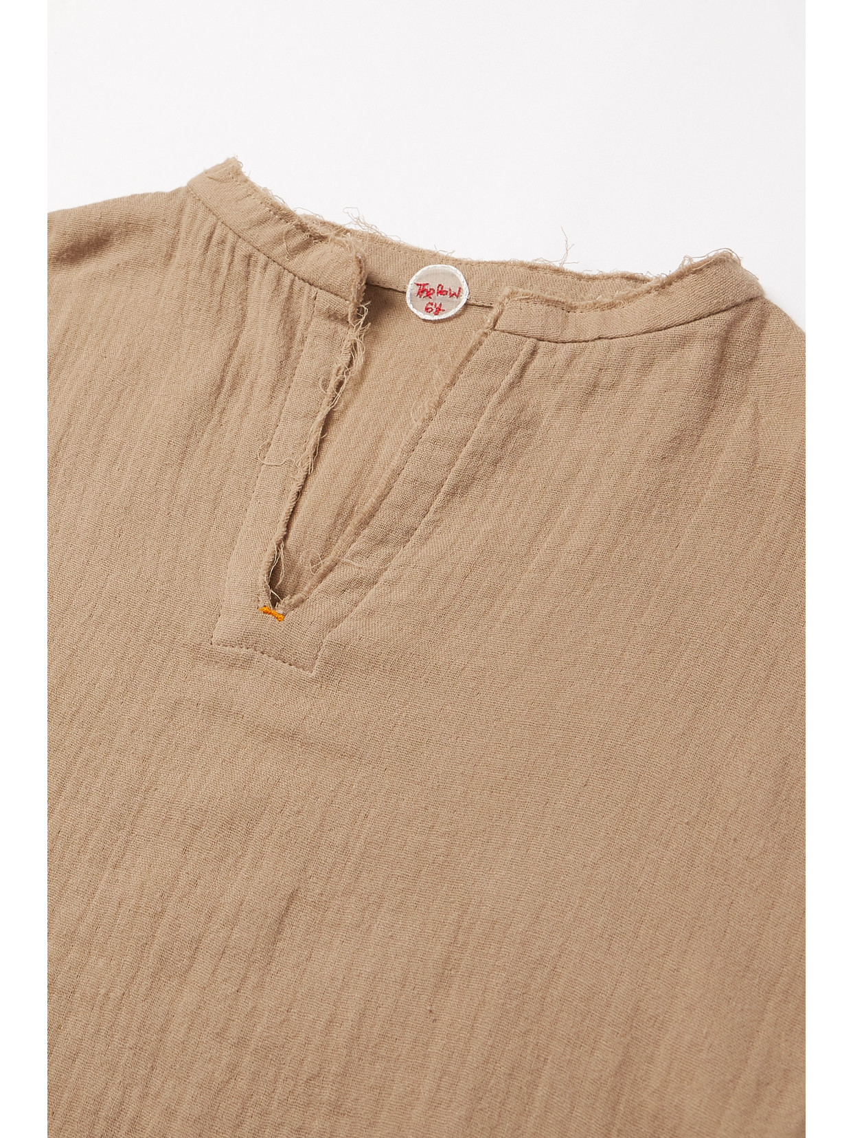 The Row Elin Frayed Cotton-gauze Top In Brown