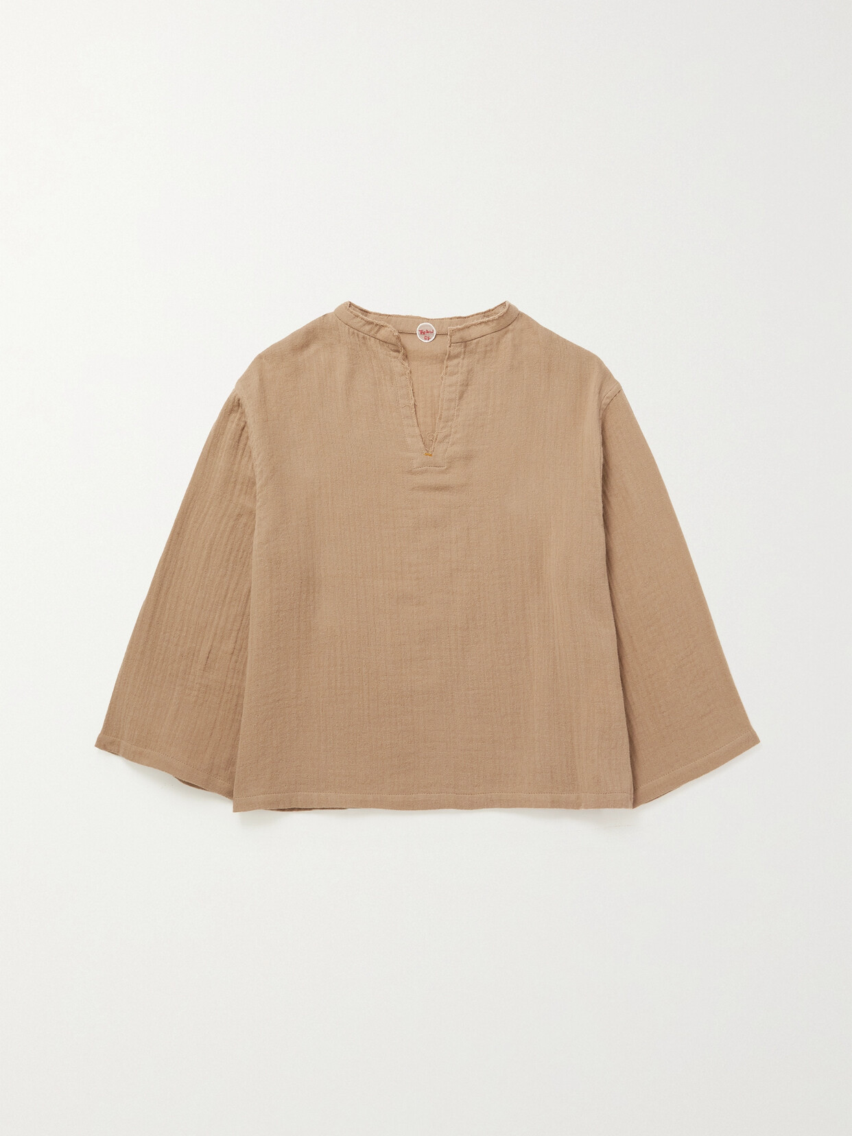 The Row Elin Frayed Cotton-gauze Top In Brown