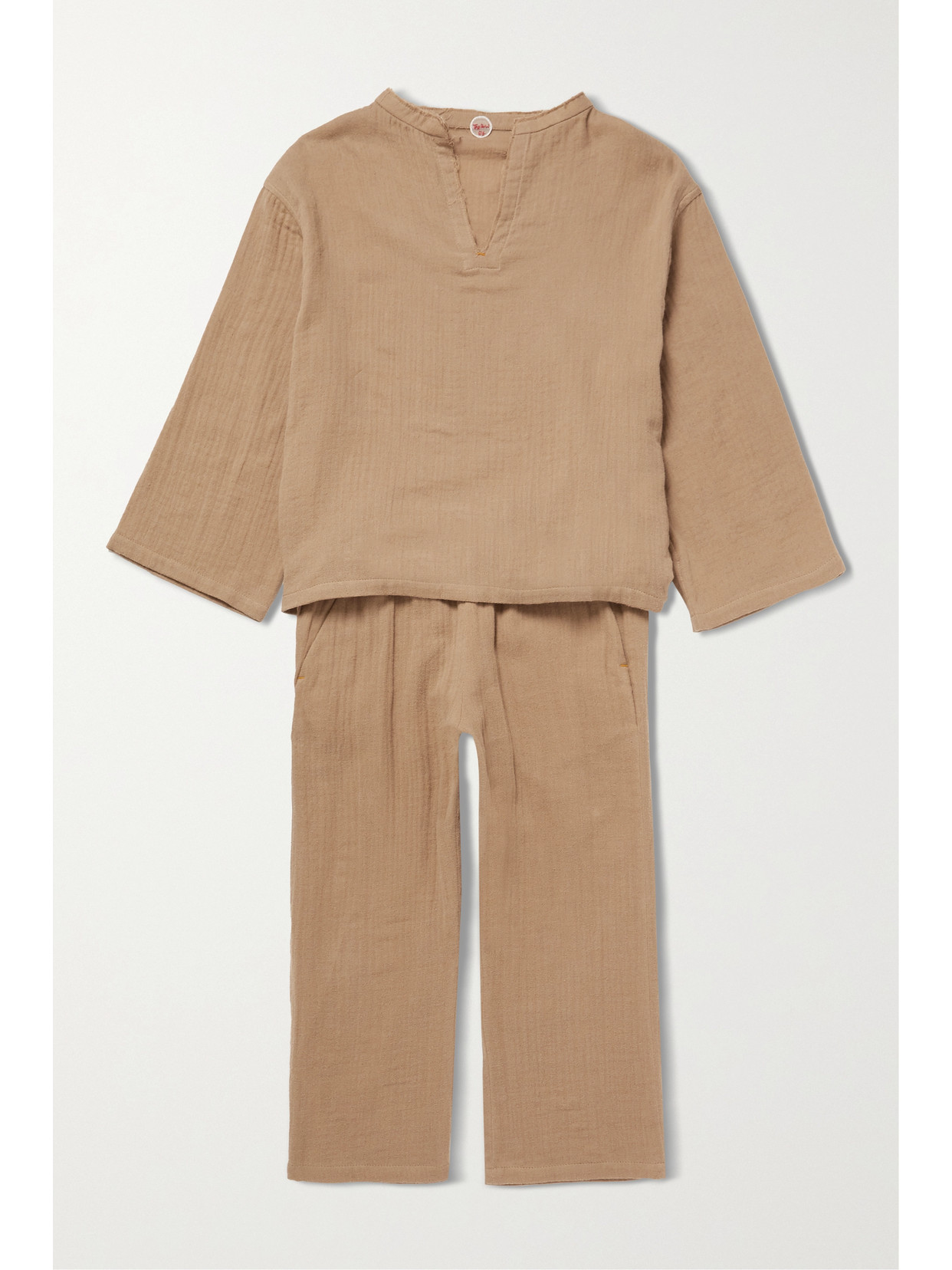 The Row Elin Frayed Cotton-gauze Top In Brown
