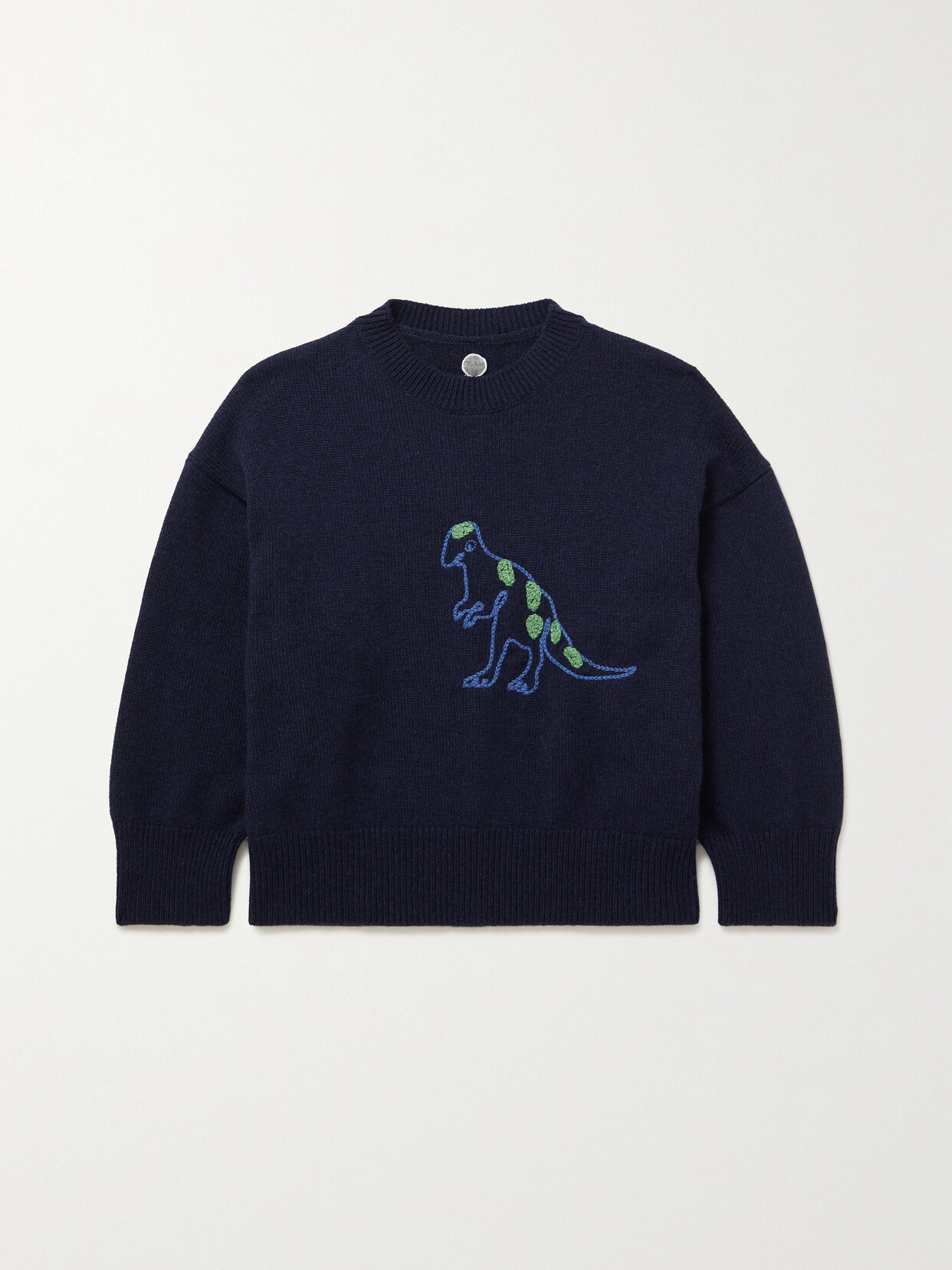 The Row T-rex Embroidered Cashmere Sweater In Blue