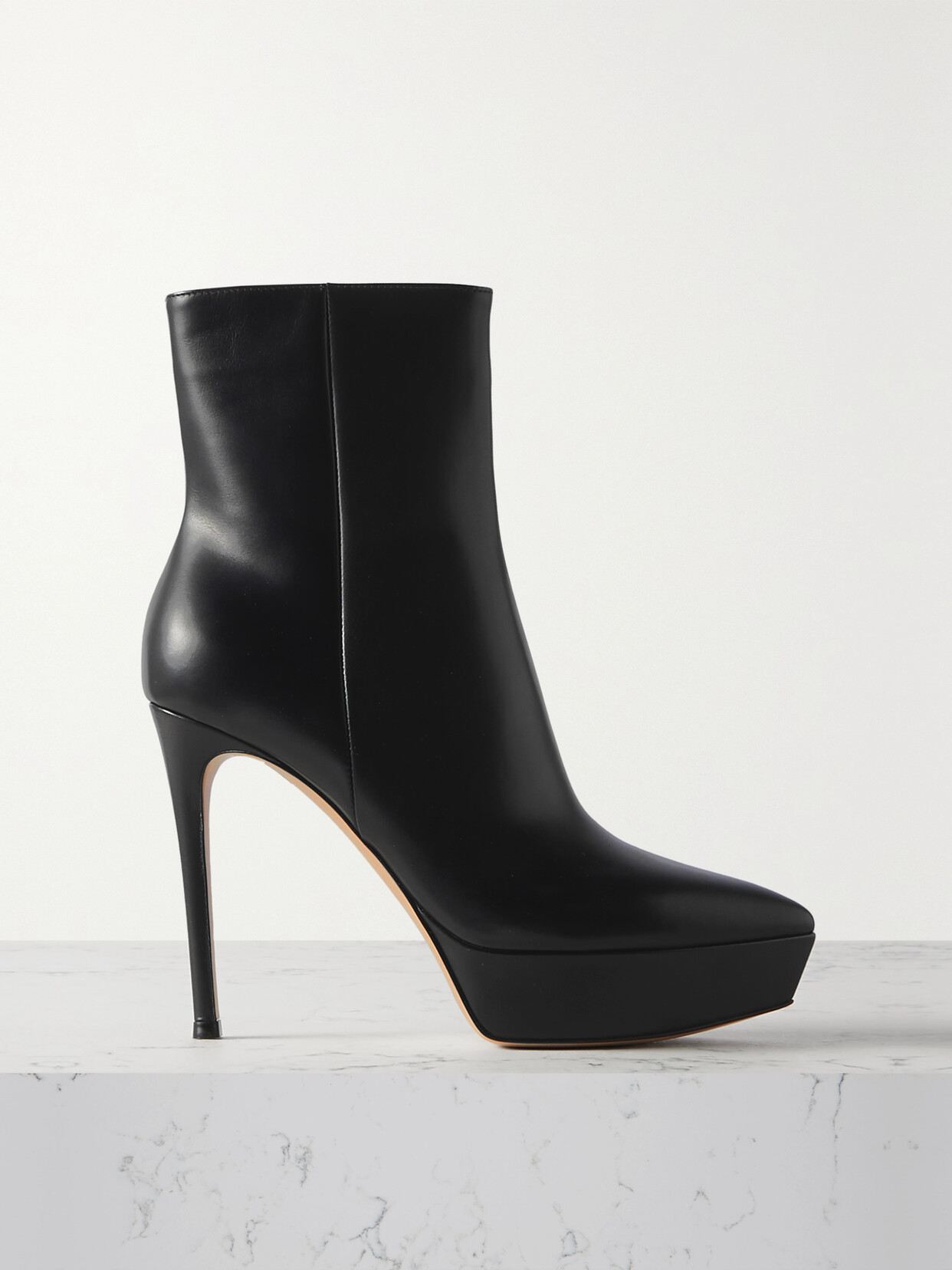 GIANVITO ROSSI DASHA 85 LEATHER PLATFORM ANKLE BOOTS