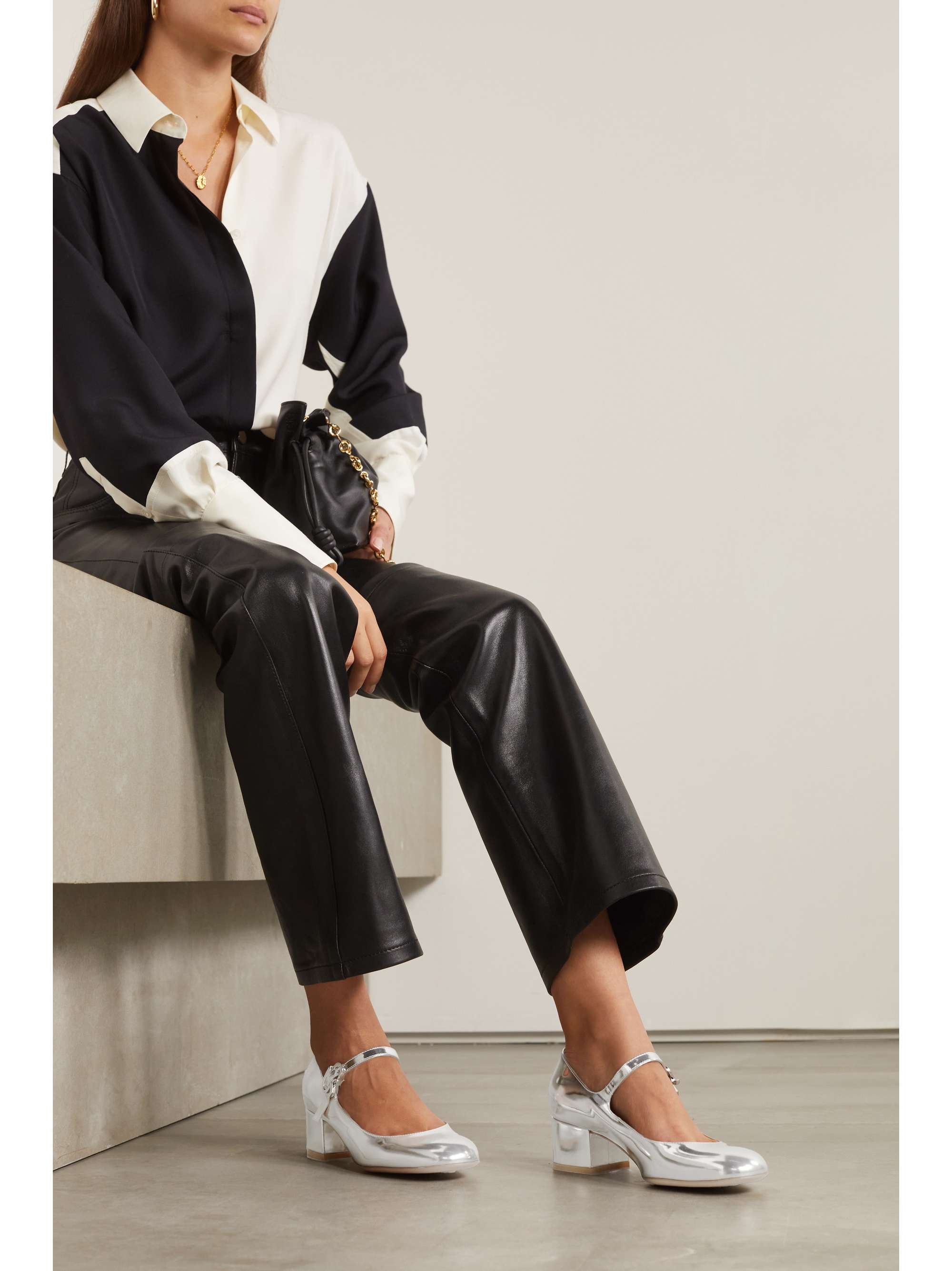 GIANVITO ROSSI 45 metallic patent-leather Mary Jane pumps