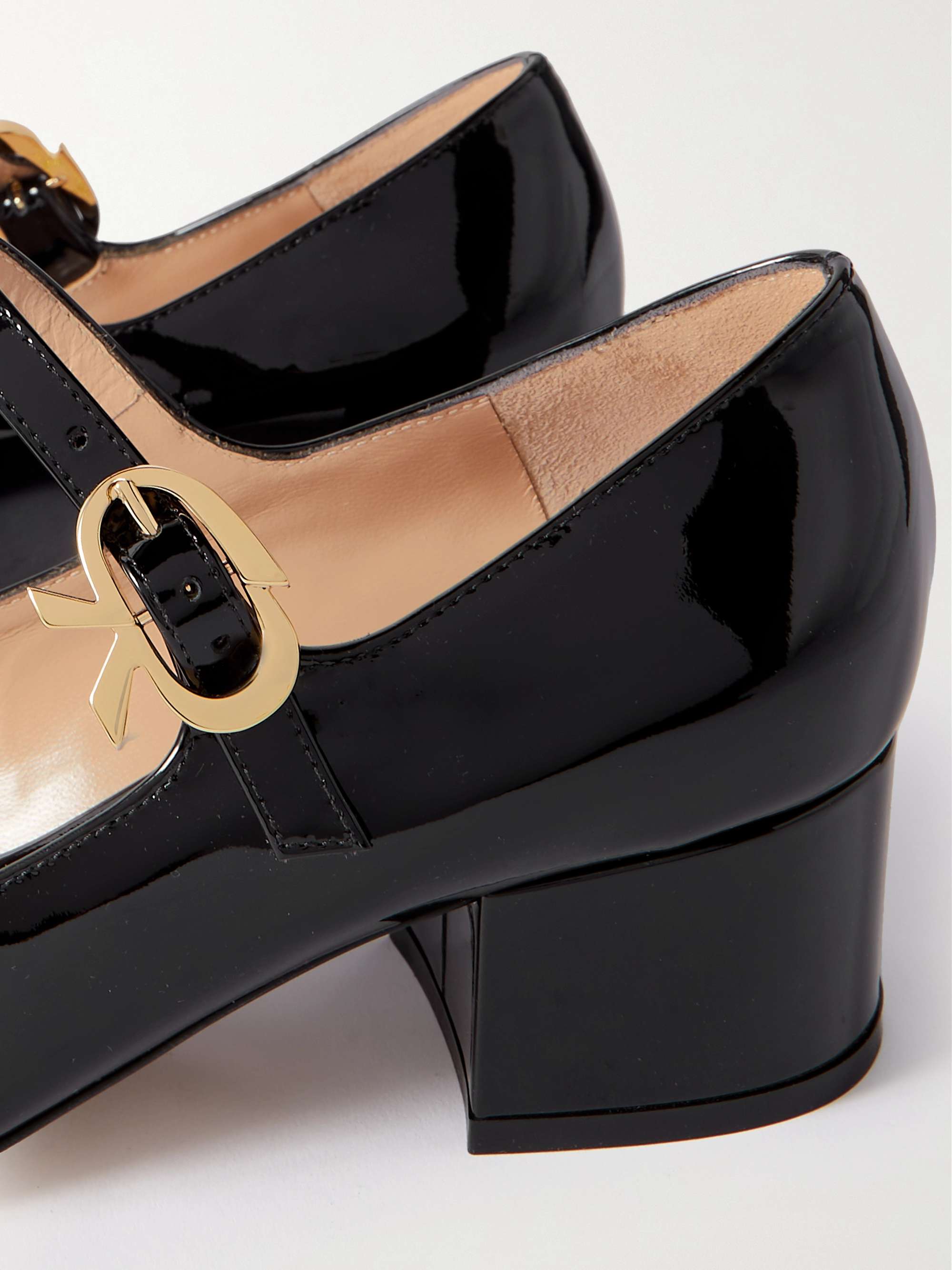 GIANVITO ROSSI 45 metallic patent-leather Mary Jane pumps