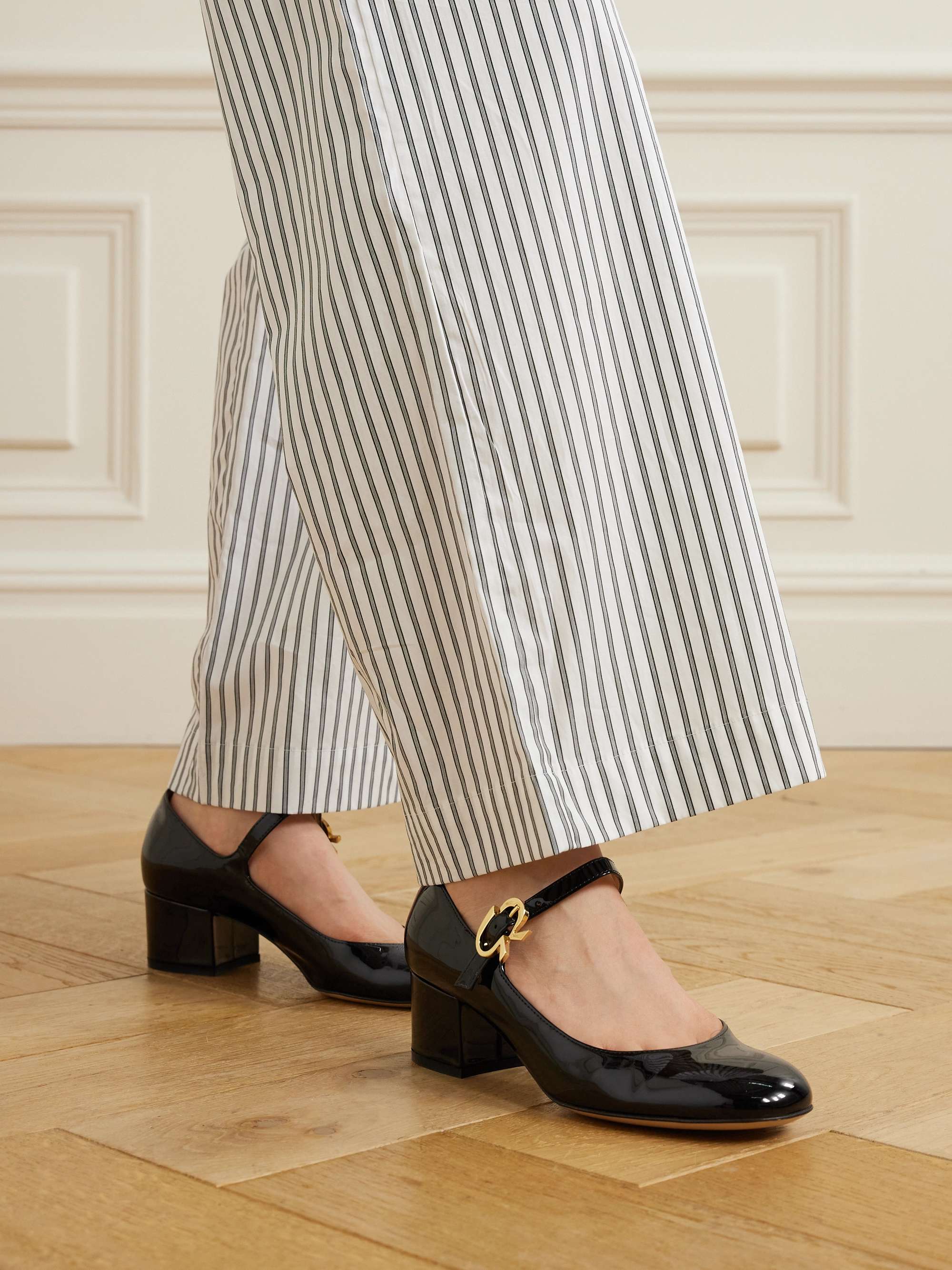 GIANVITO ROSSI 45 metallic patent-leather Mary Jane pumps