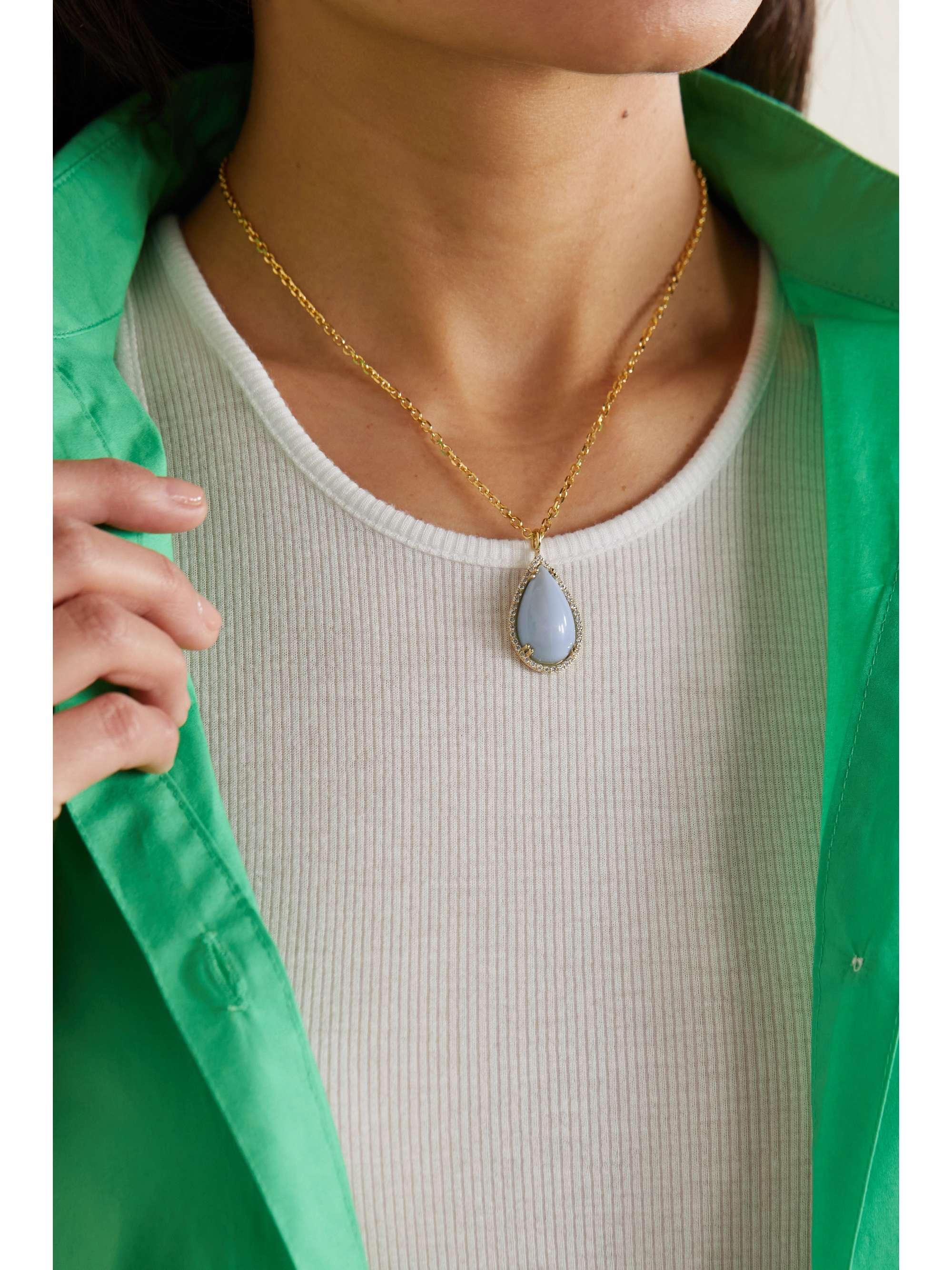 Blue 14-karat gold, opal and diamond 