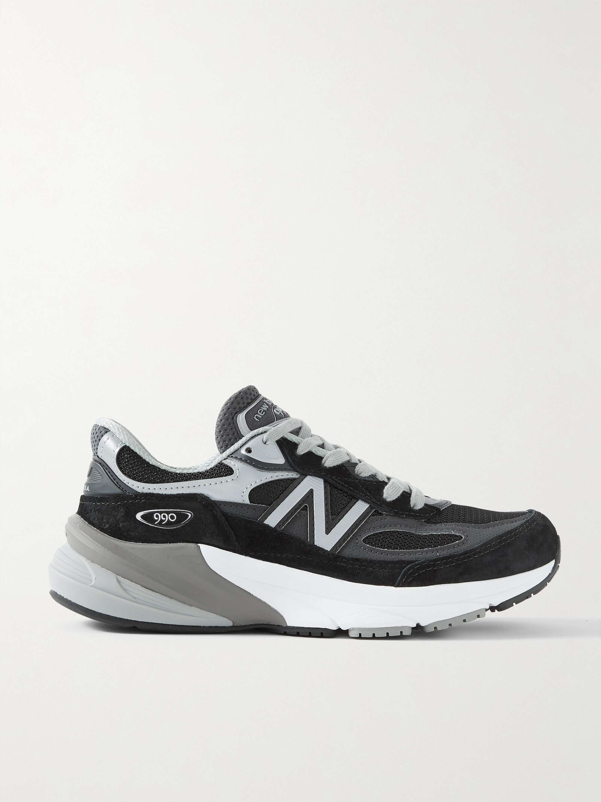 NEW BALANCE Made in USA 990v6 leather-trimmed mesh and suede sneakers ...