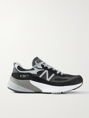 New Balance Made in USA 990v6 leather-trimmed mesh and suede sneakers