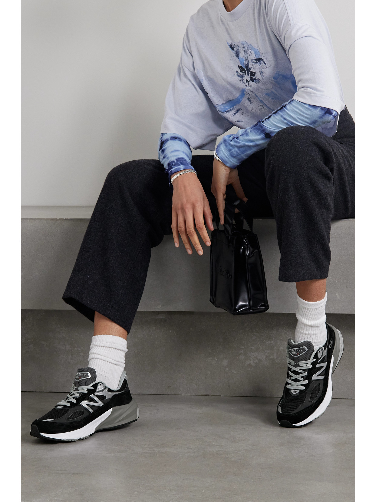 Made In Usa 990V6 Leather-Trimmed Mesh And Sneakers