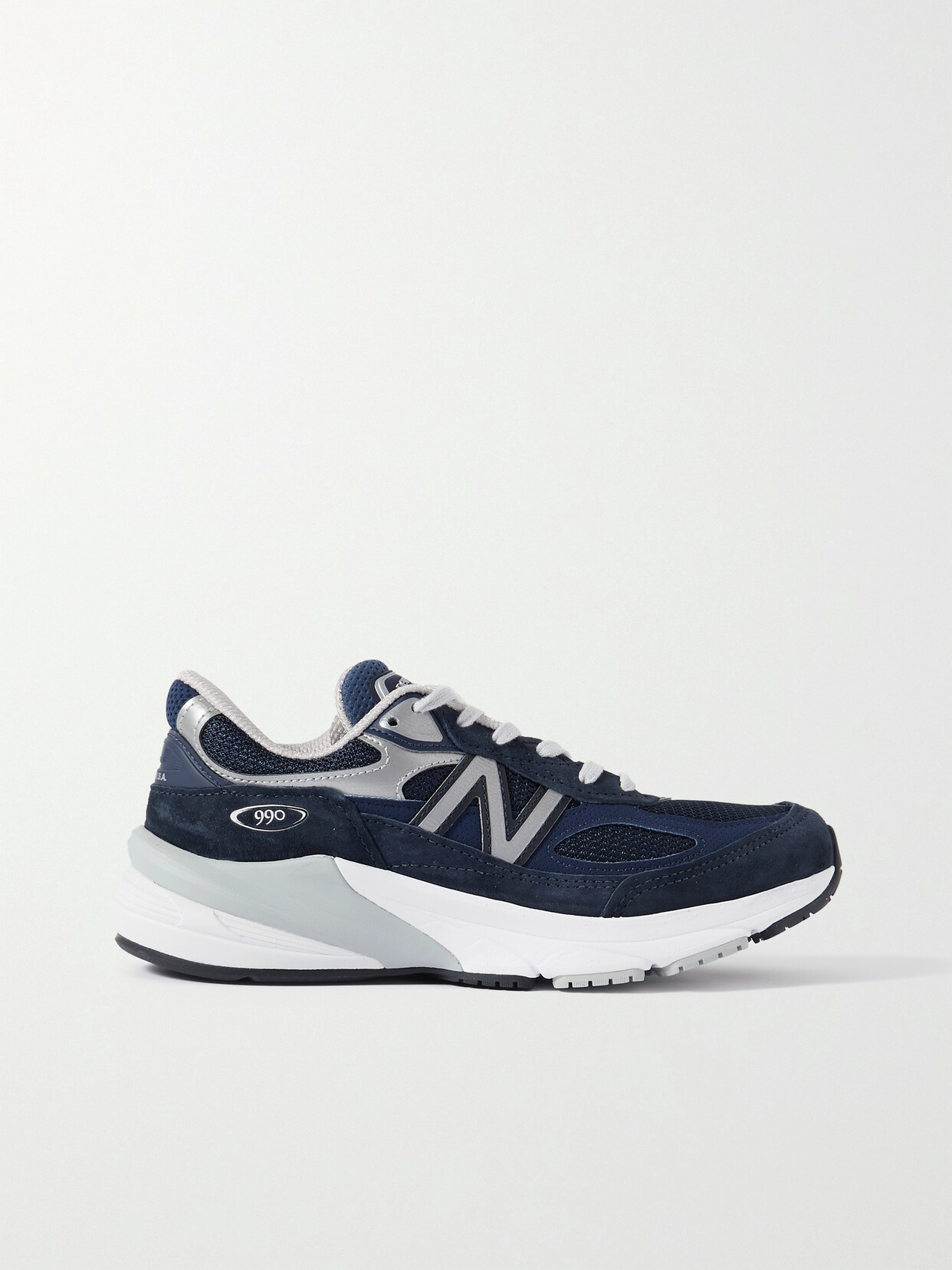 New Balance - Made In Usa 990v6 Metallic Rubber-trimmed Suede And Mesh Sneakers - Navy