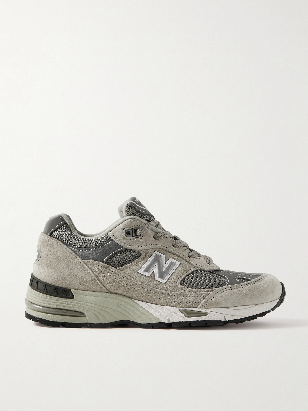 Shop New Balance Miuk 991 Suede And Mesh Sneakers In Gray