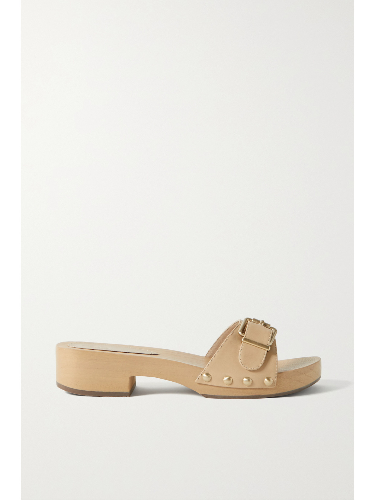 Porte & Paire Buckled Leather Slides - Neutrals