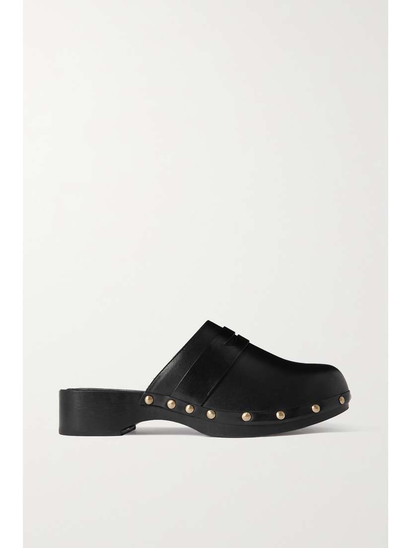 Porte & Paire Studded Leather Clogs