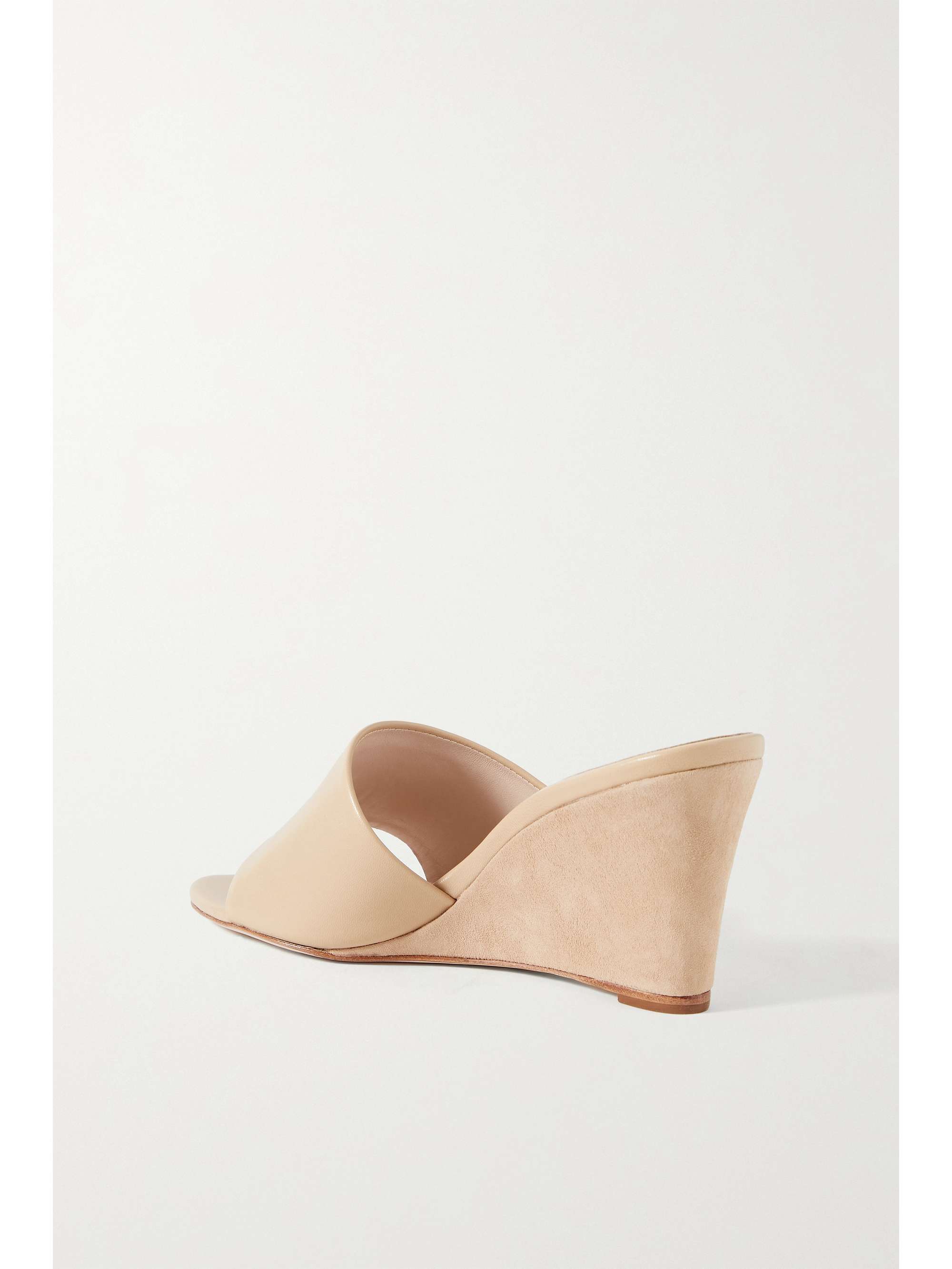 PORTE & PAIRE Leather and suede wedge mules