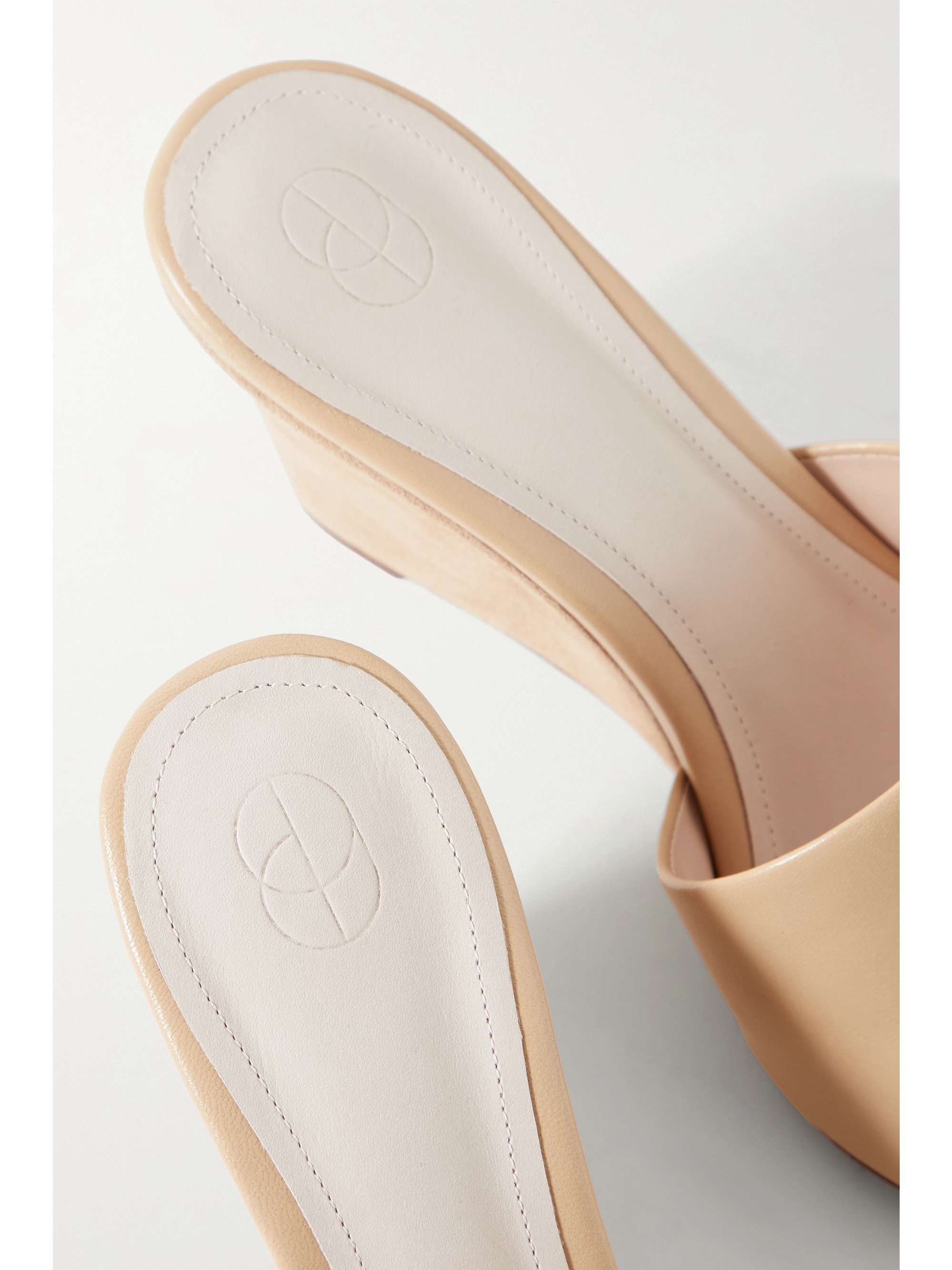 PORTE & PAIRE Leather and suede wedge mules