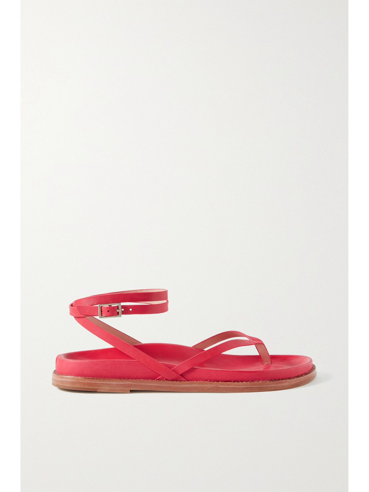 Porte & Paire Leather Sandals In Red