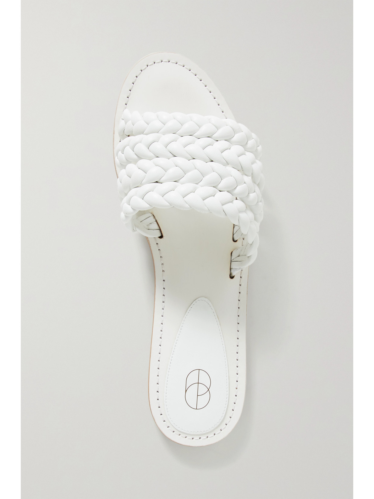 Porte & Paire Braided Leather Slides In White