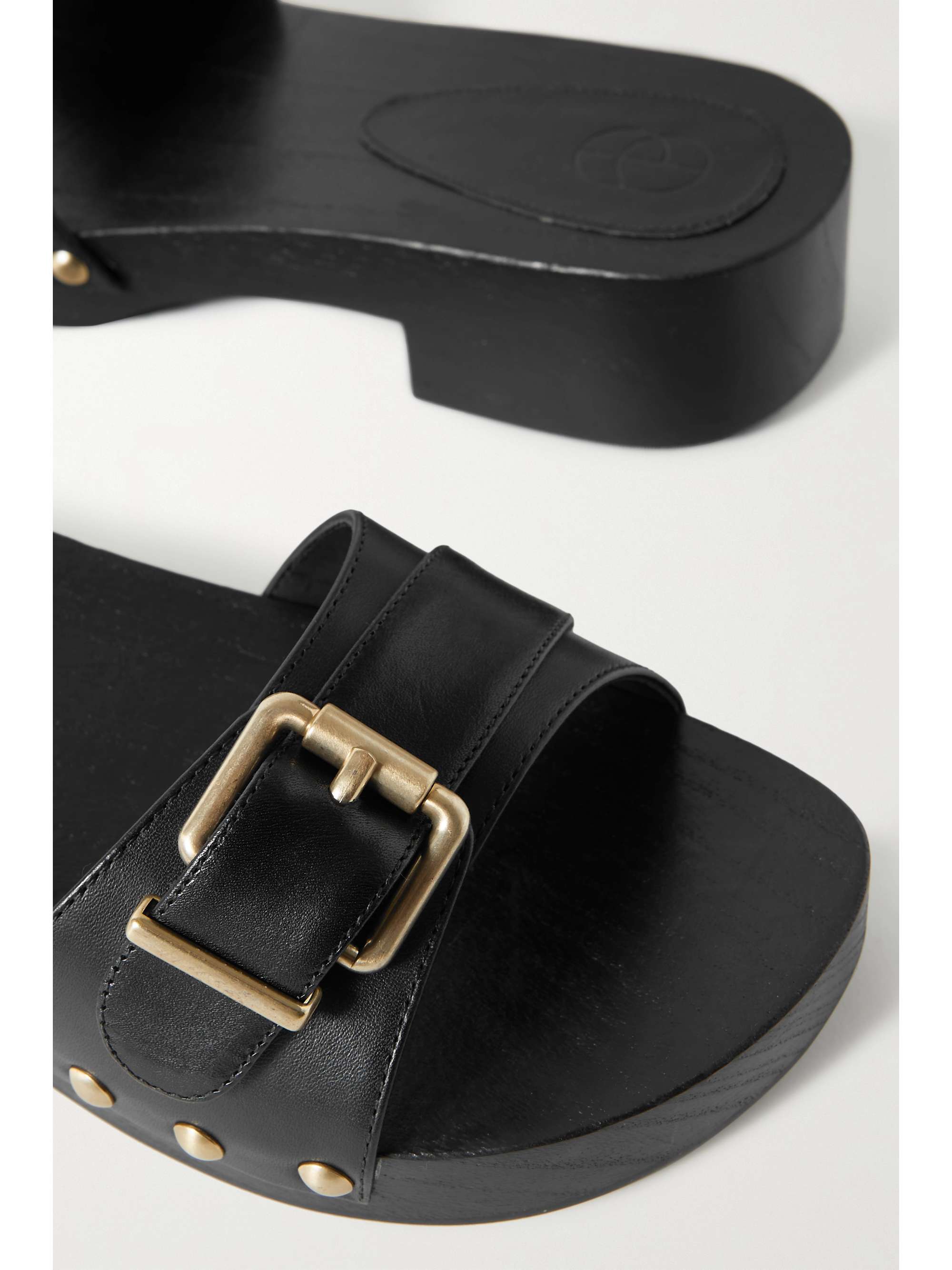 PORTE & PAIRE Buckled leather slides