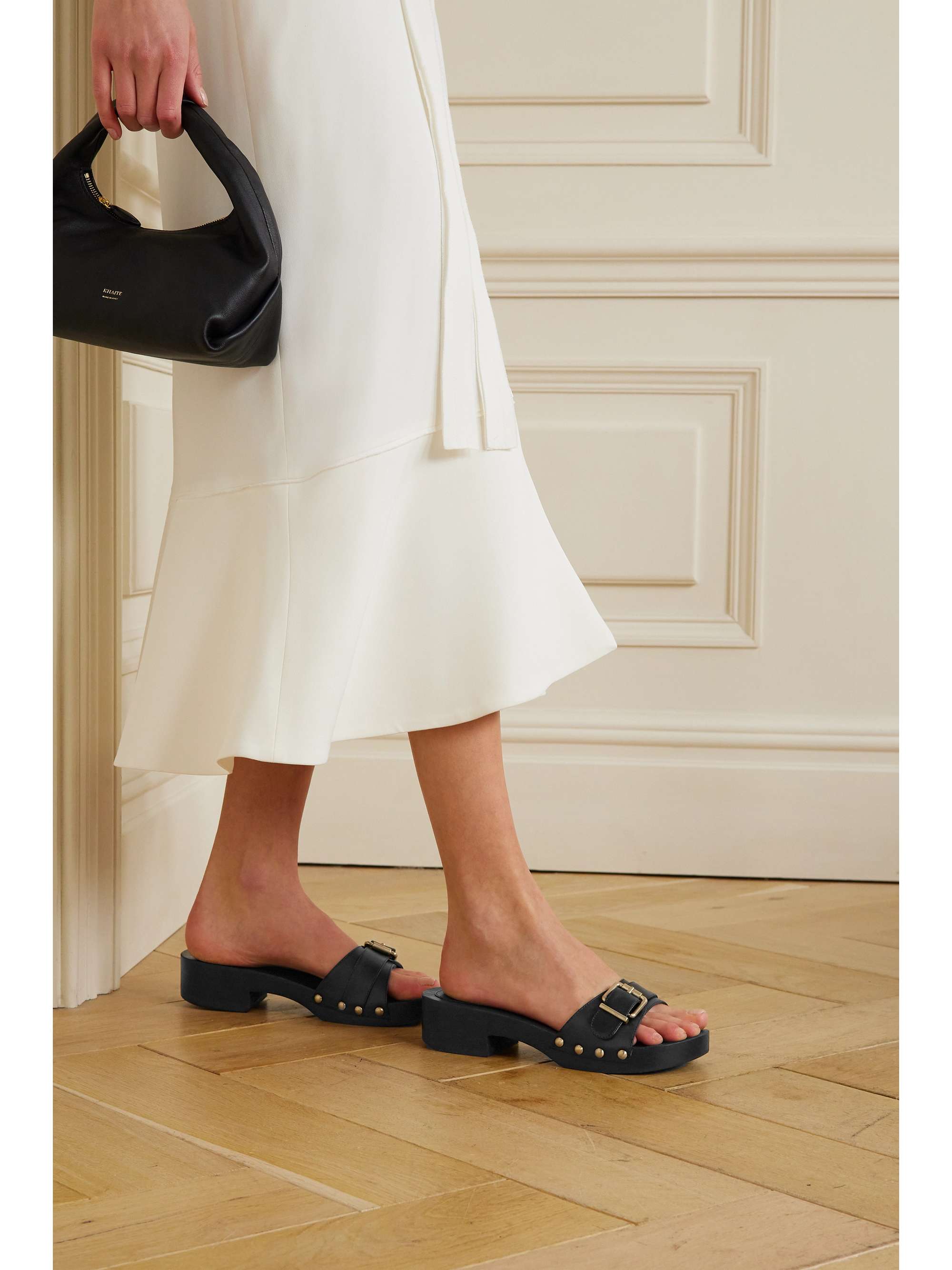 PORTE & PAIRE Buckled leather slides