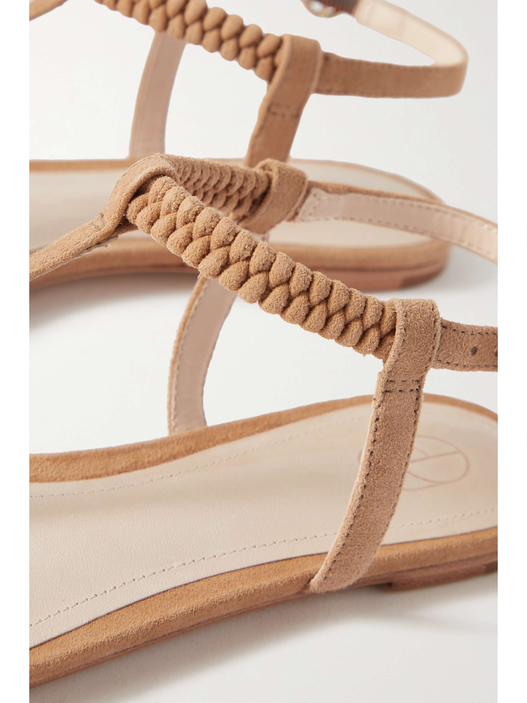 PORTE & PAIRE Braided metallic leather sandals