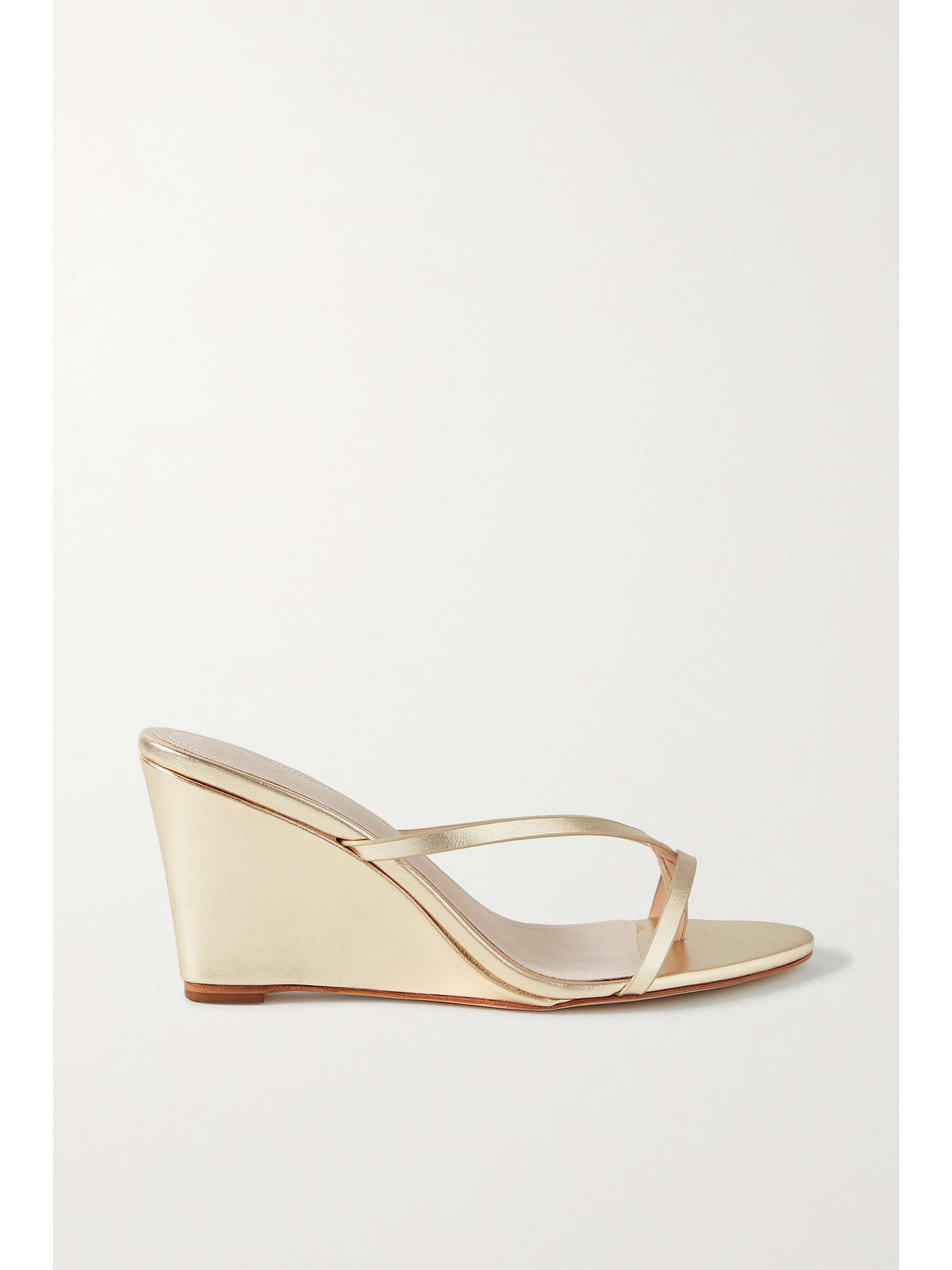 Platinum Metallic leather wedge sandals 