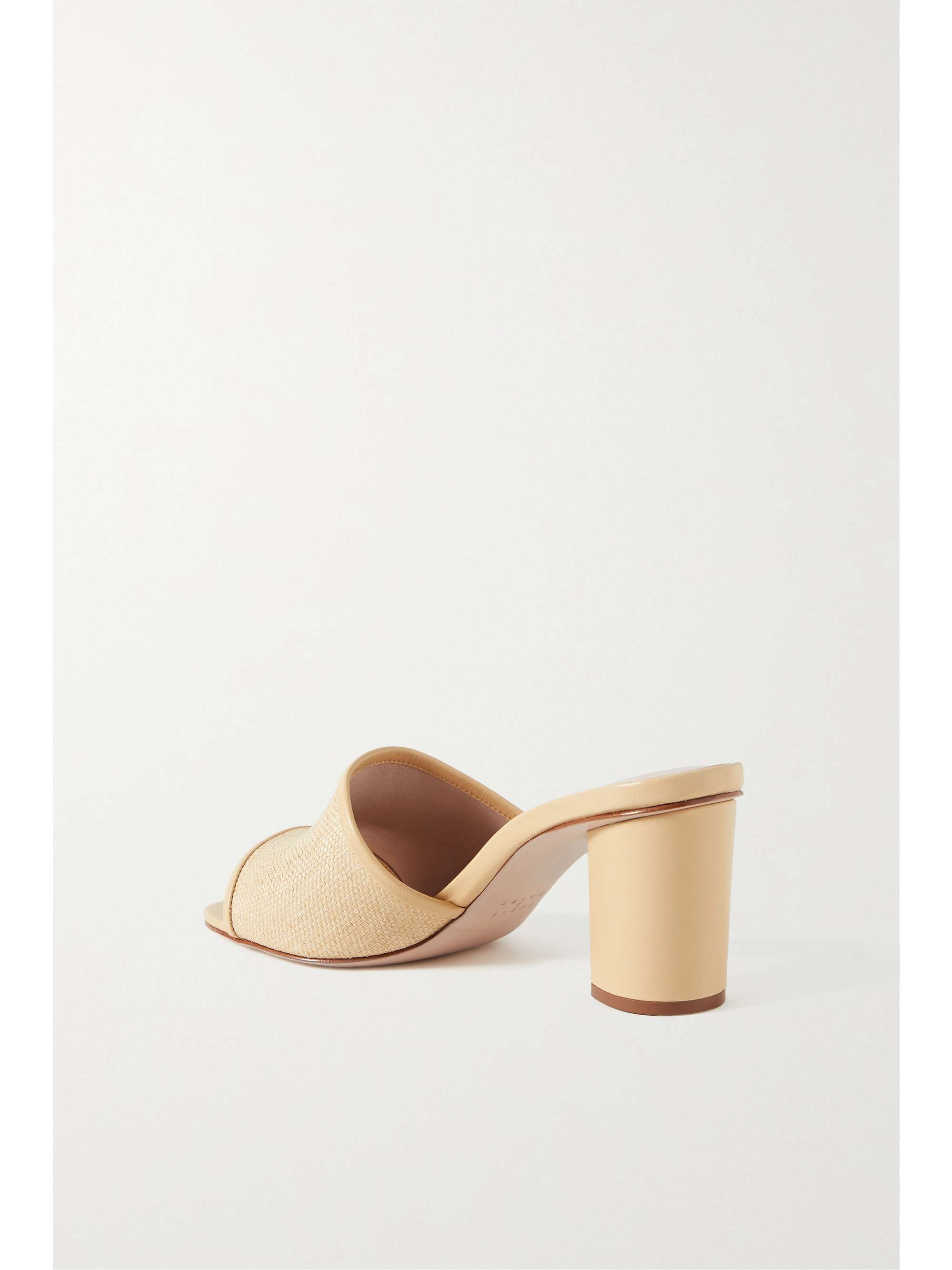 PORTE & PAIRE Leather-trimmed raffia mules