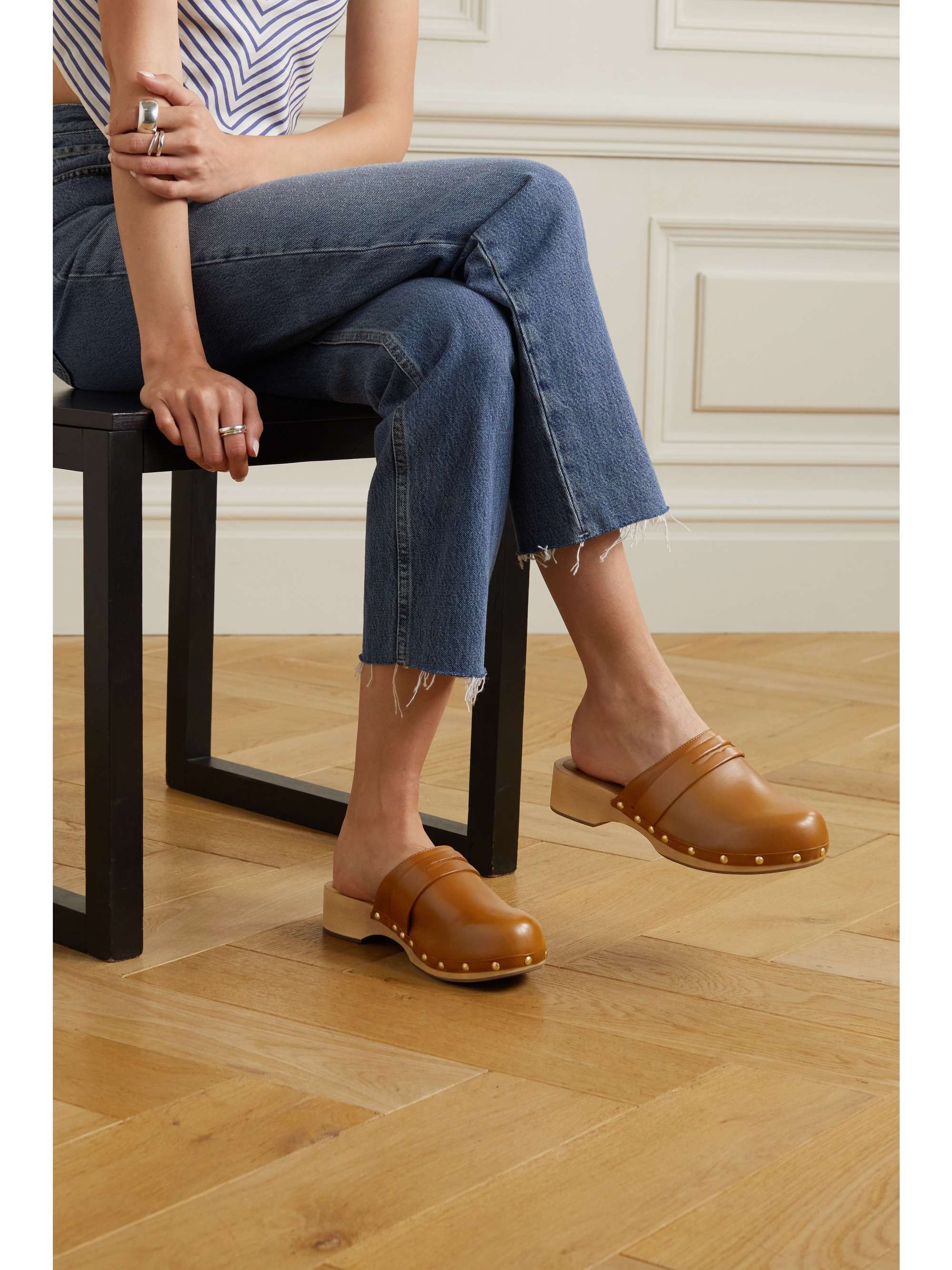 PORTE & PAIRE Studded leather clogs