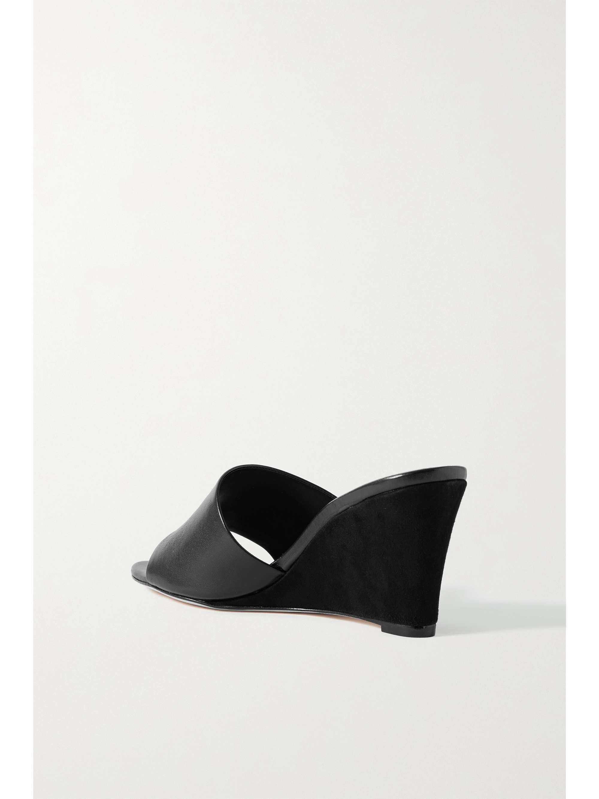 PORTE & PAIRE Leather and suede wedge mules