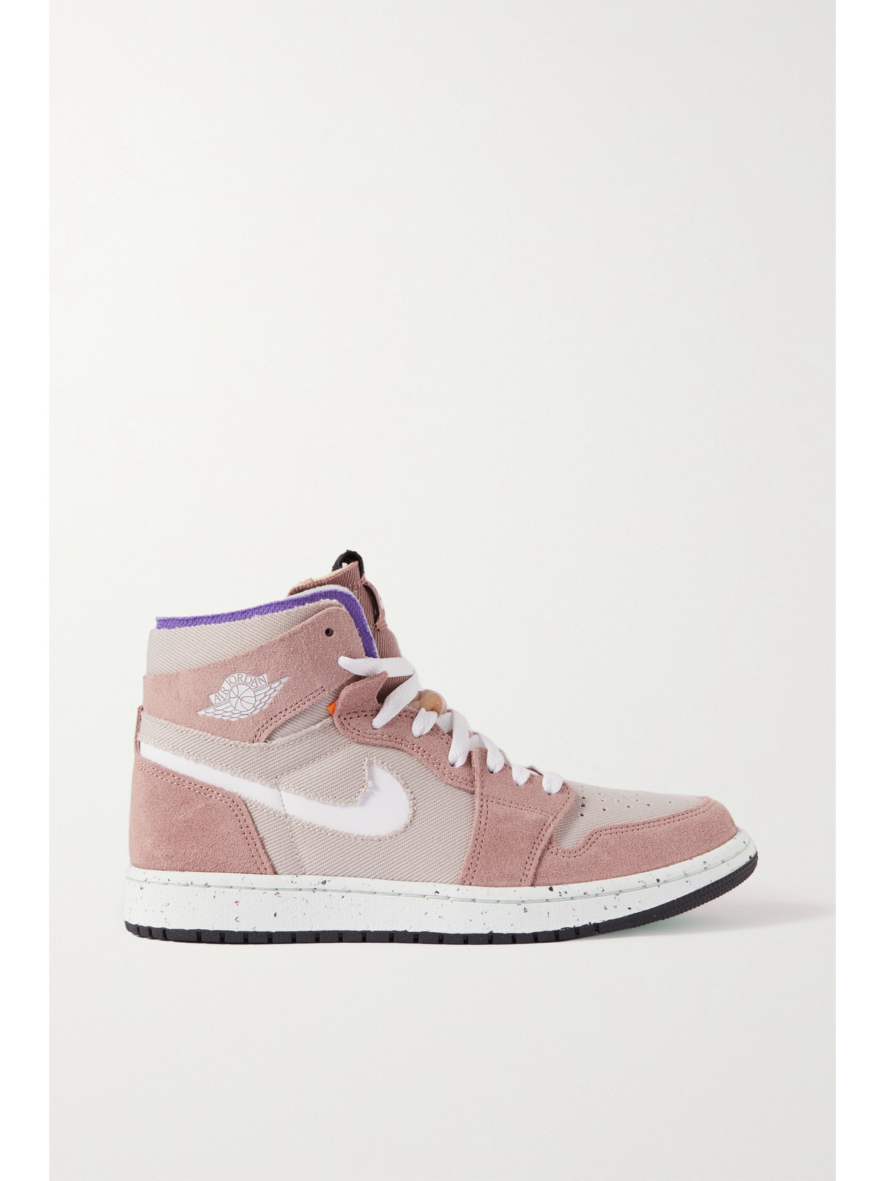Nike - Air Jordan 1 Zoom Comfort Canvas And Faux Suede High-top Sneakers - Pink 22 Awaiting product image